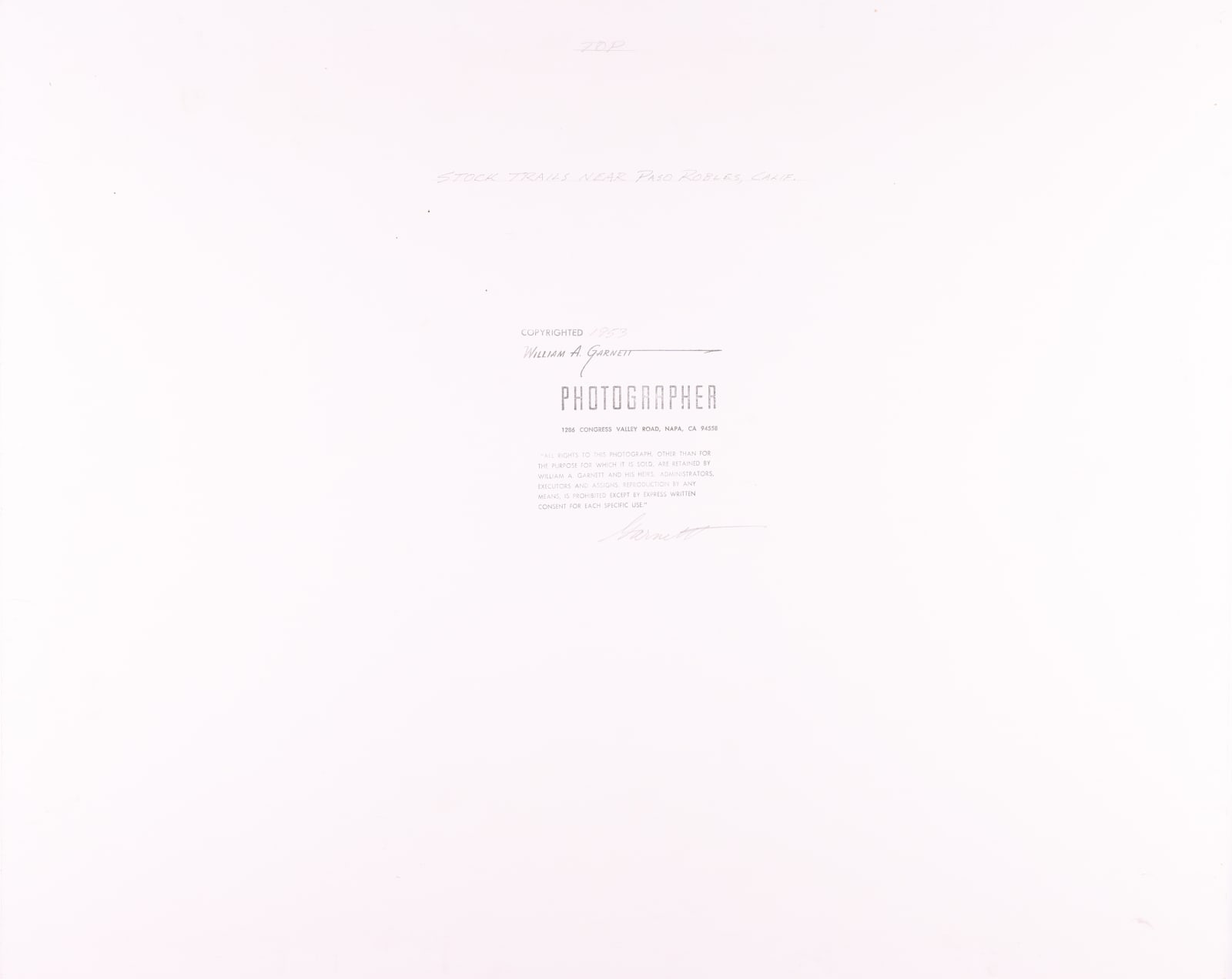 William Garnett, Stock Trails Near Paso Robles, CA, 1953