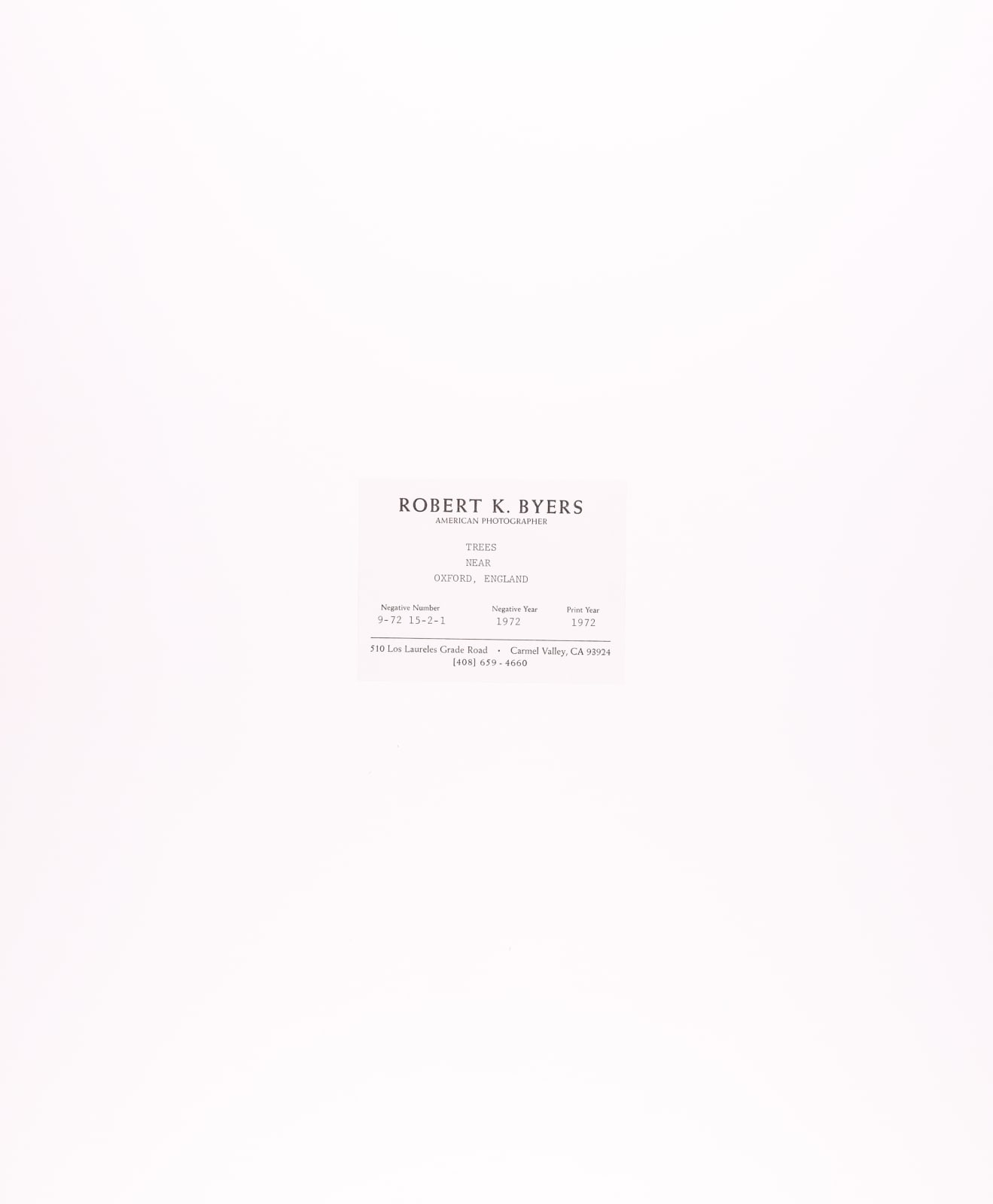 Robert K. Byers, Trees Near Oxford, England, 1972