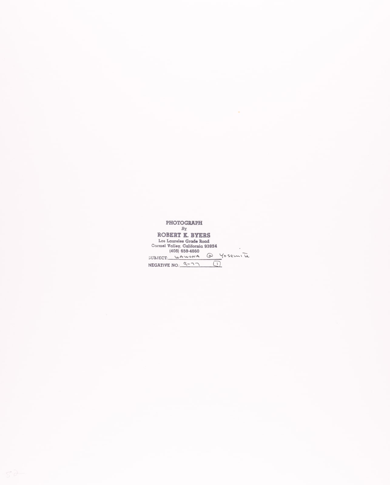 Robert K. Byers, Wawona at Yosemite, 1977