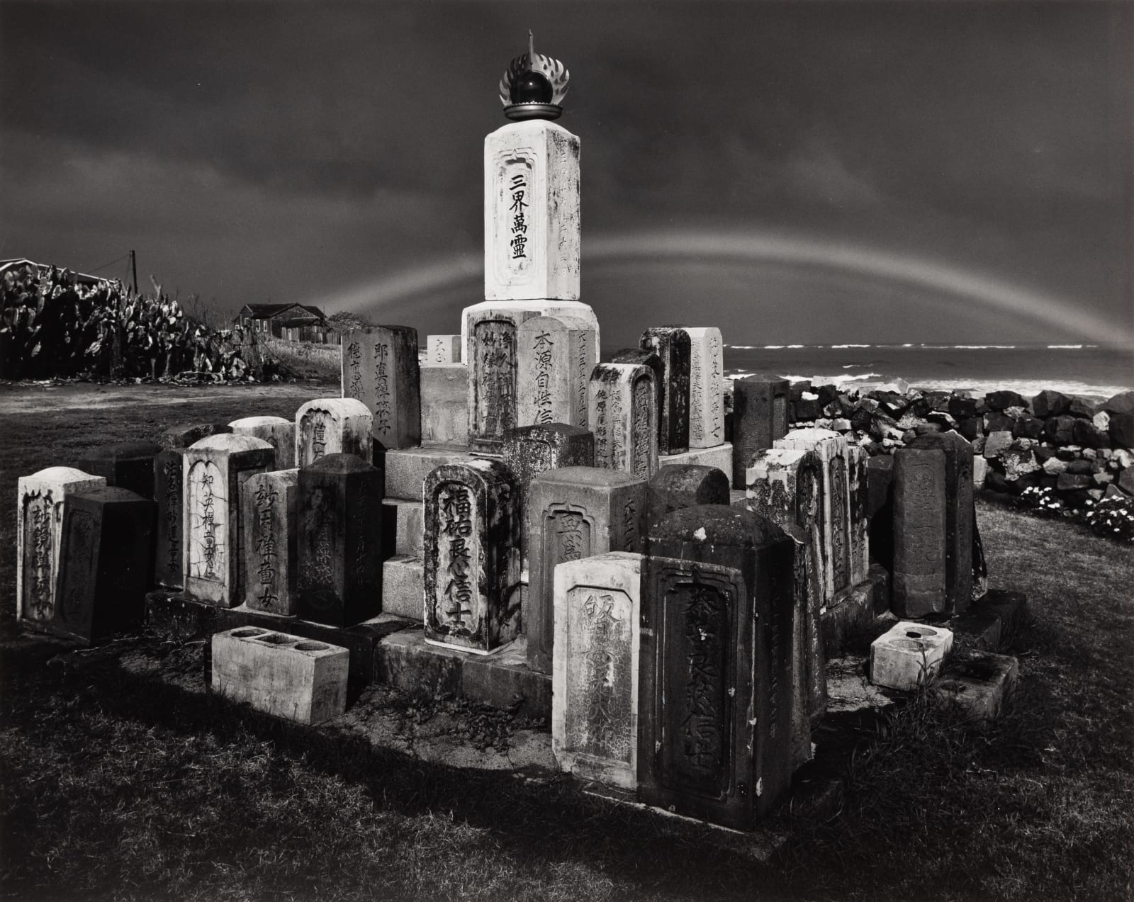 Ansel Adams, Buddhist Grave Markers and Rainbow, Maui, Hawaii, 1956