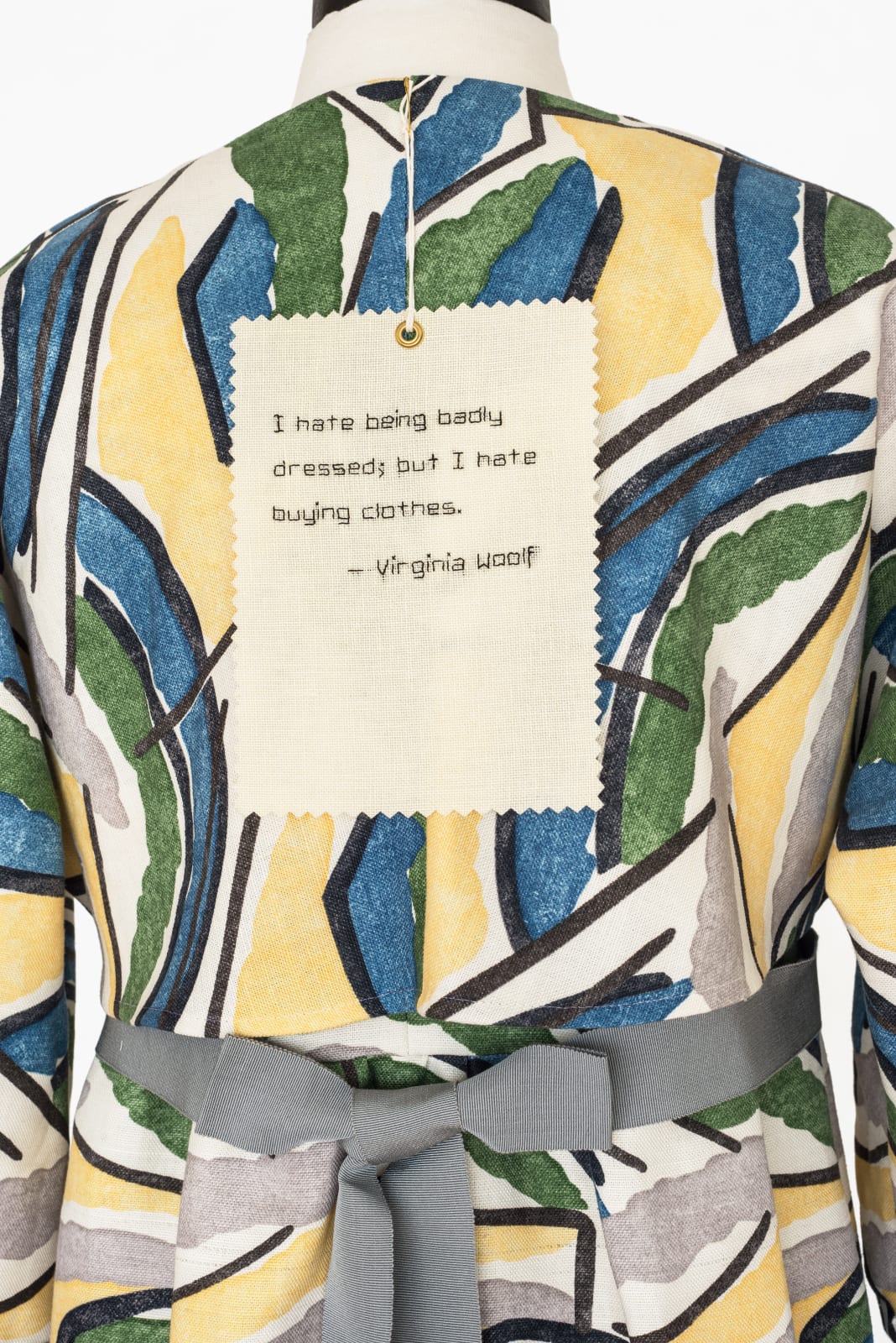 Elaine Reichek, Dress in Omega Workshop's "Pamela" Fabric, 2024