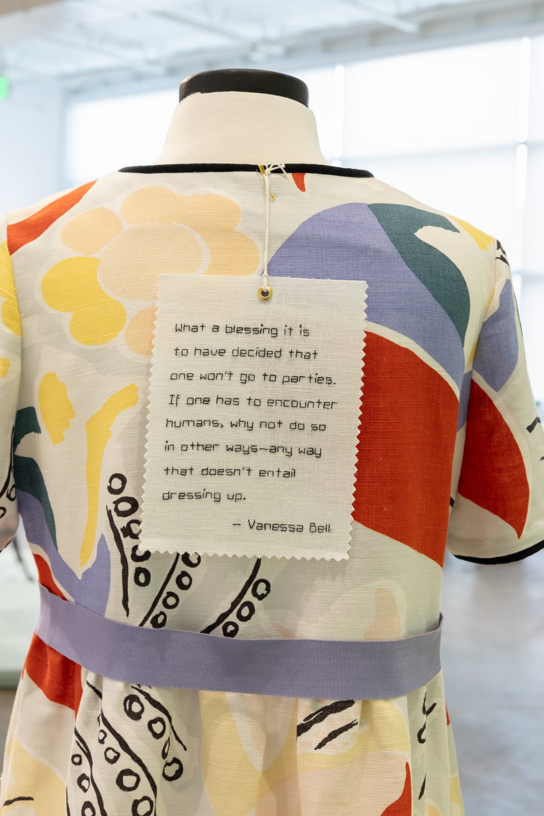 Elaine Reichek, Dress in Duncan Grant's "Queen Mary" Fabric, 2024