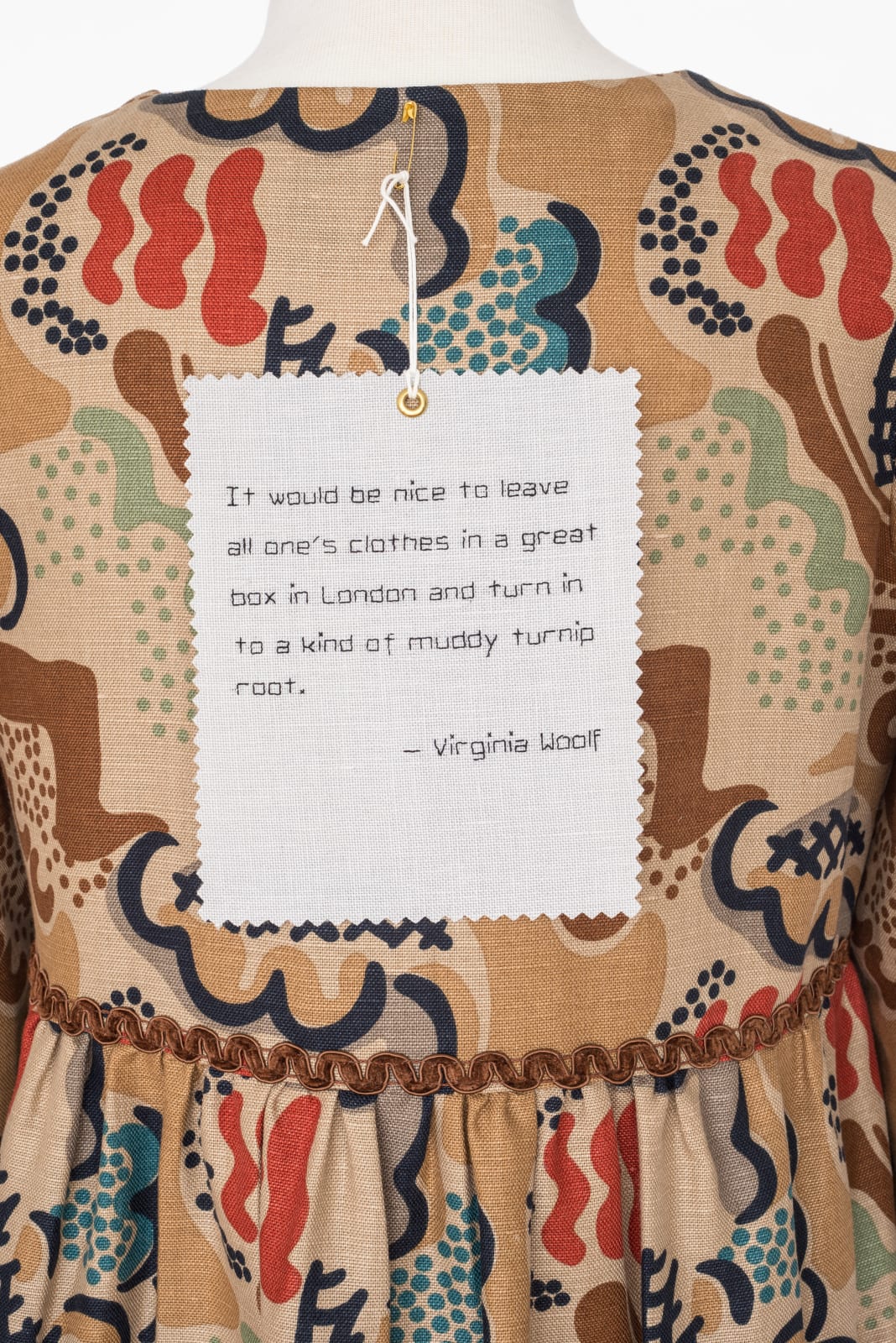 Elaine Reichek, Dress in Duncan Grant's "Clouds" Fabric, 2024