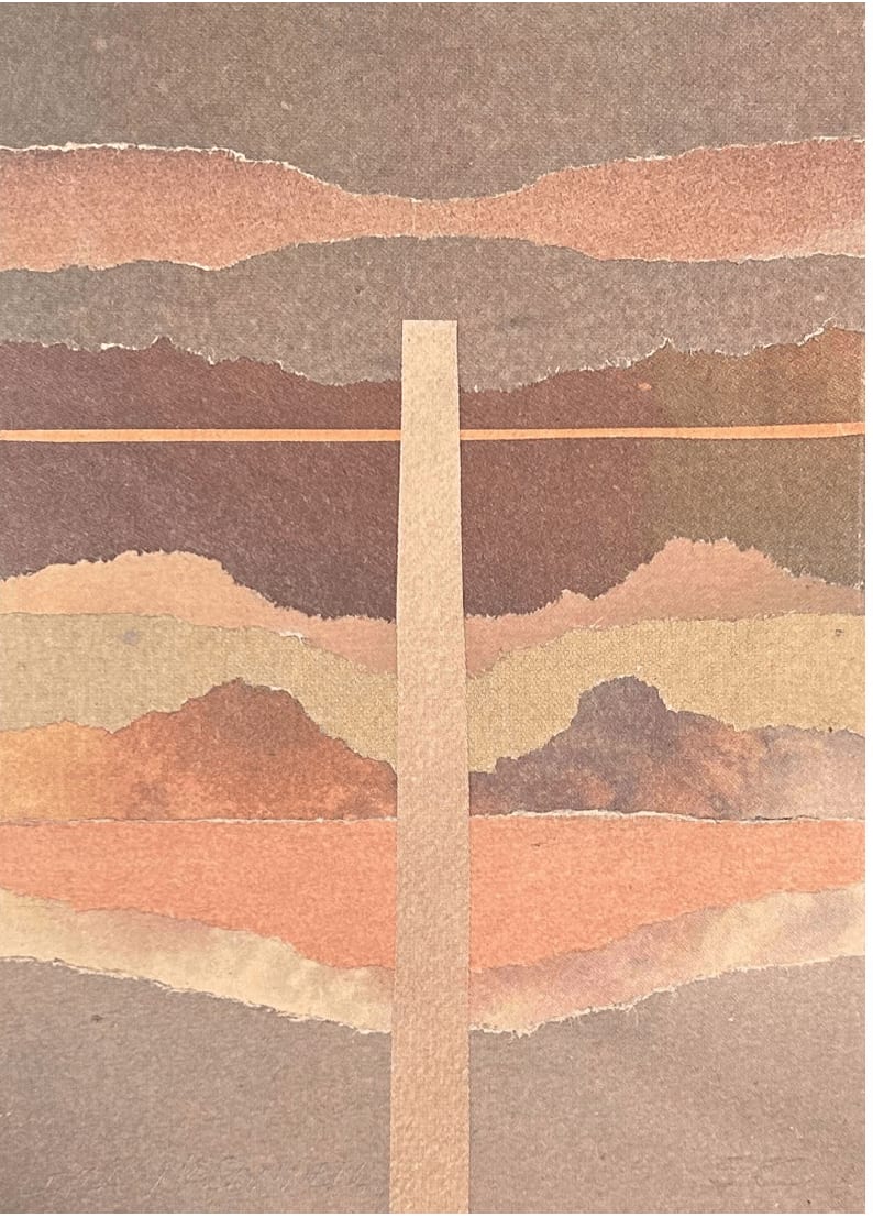 Leila McConnell, Collage #71 (brown and pink landscape), 1982