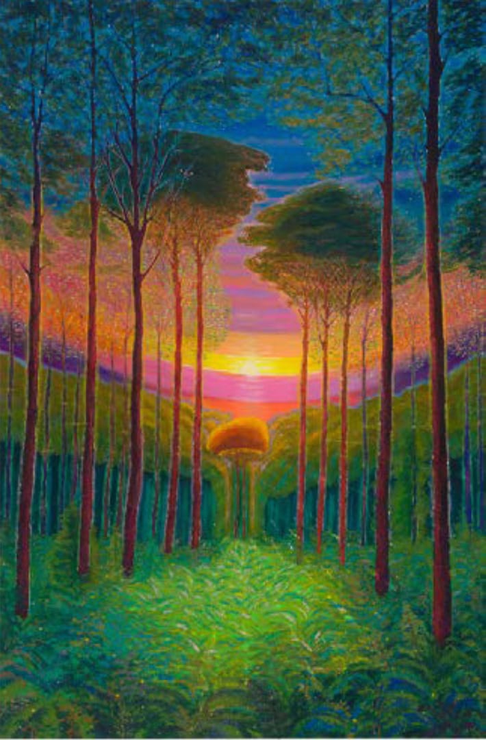 Ping Zheng, Sunlit Forest, 2024