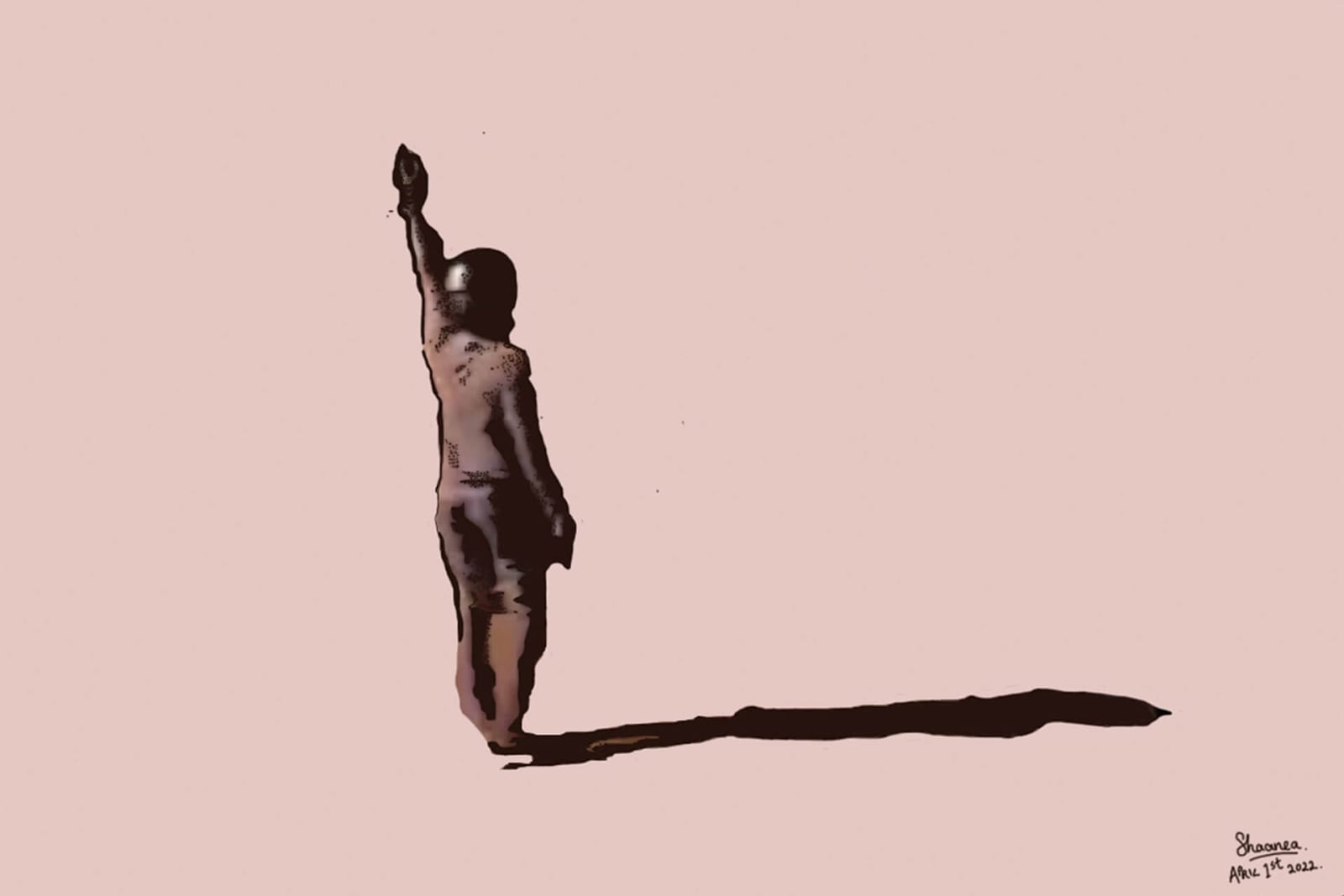 Shaanea Mendis, Man with the Helmet, Digital Painting, 2022