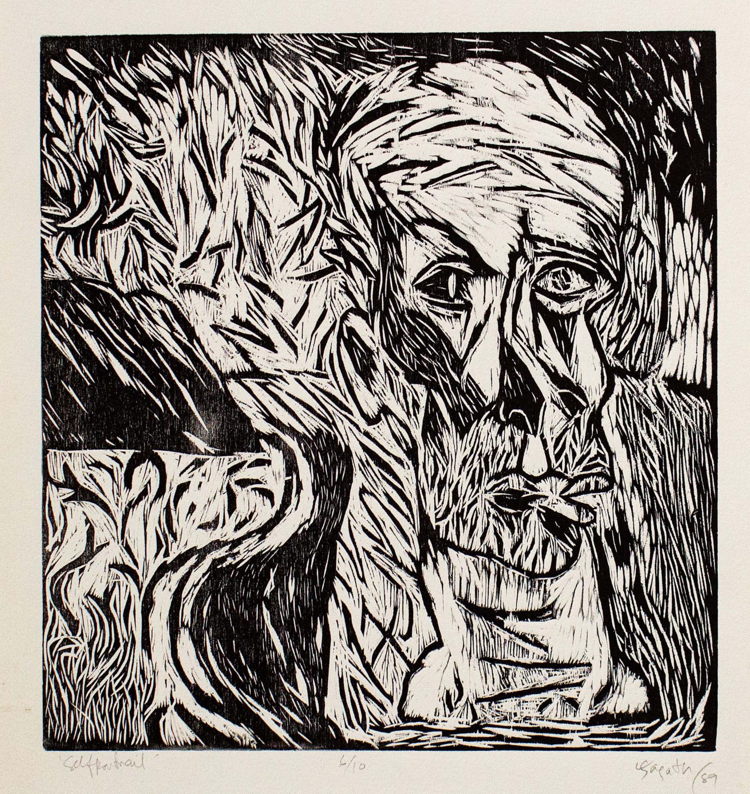 Jagath Weerasinghe, Self Portrait with Dambulla, 1989
