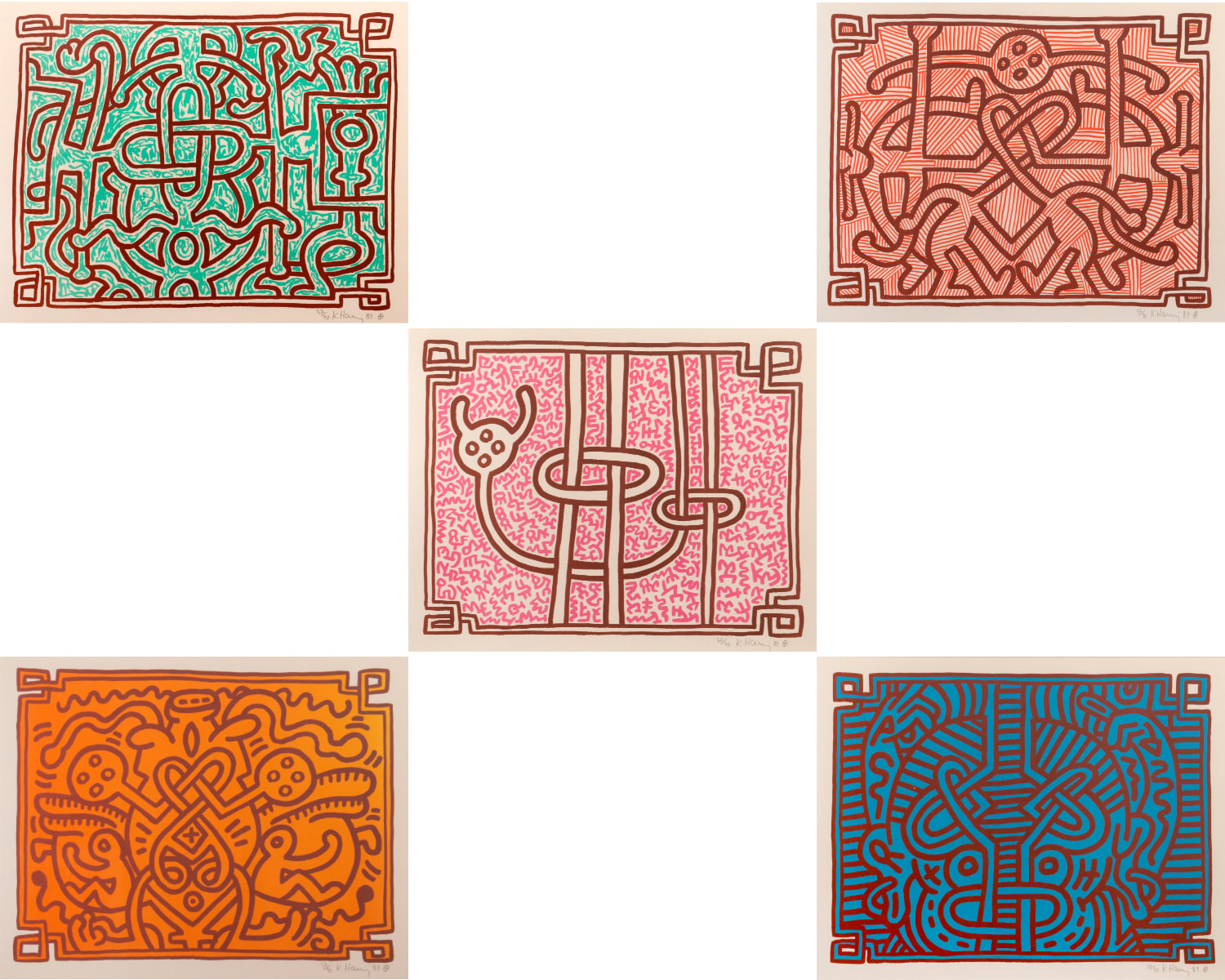 Keith Haring, Chocolate Buddha 1-5, 1989