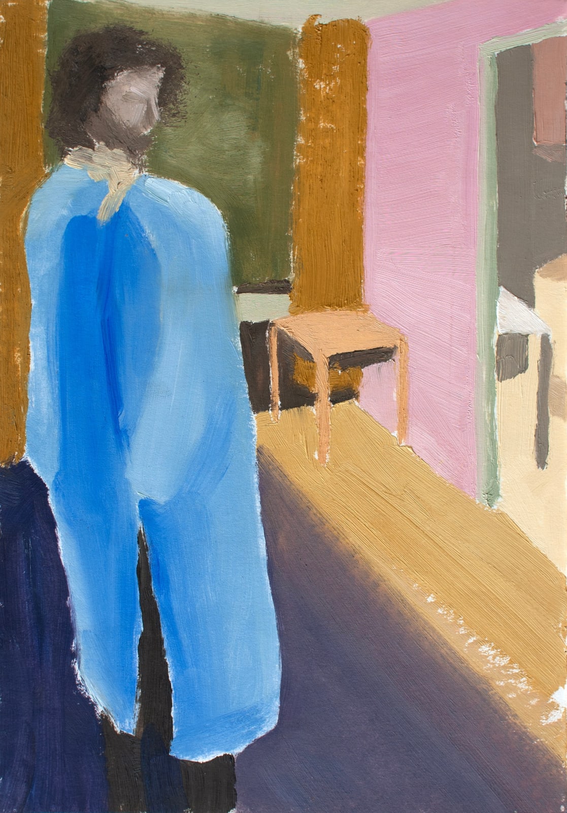 Krista Wamsteker, Blauwe jas in huiskamer, 2025