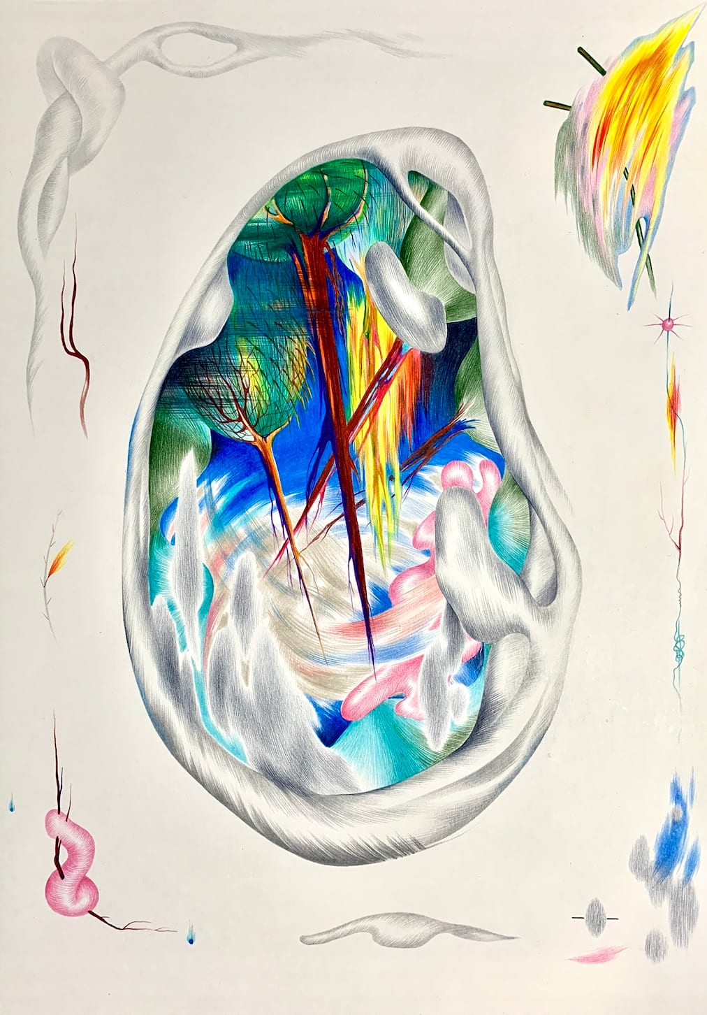 Elena Minyeyevtseva, Burnin tree in a raindrop, 2020