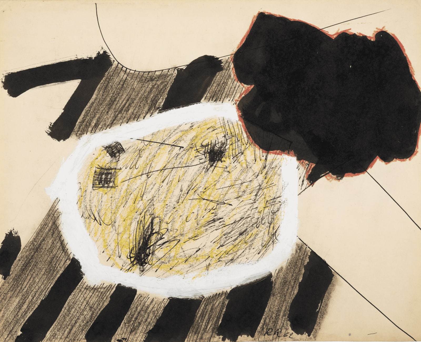 Roger Raveel, Landschap met bruin, 1962