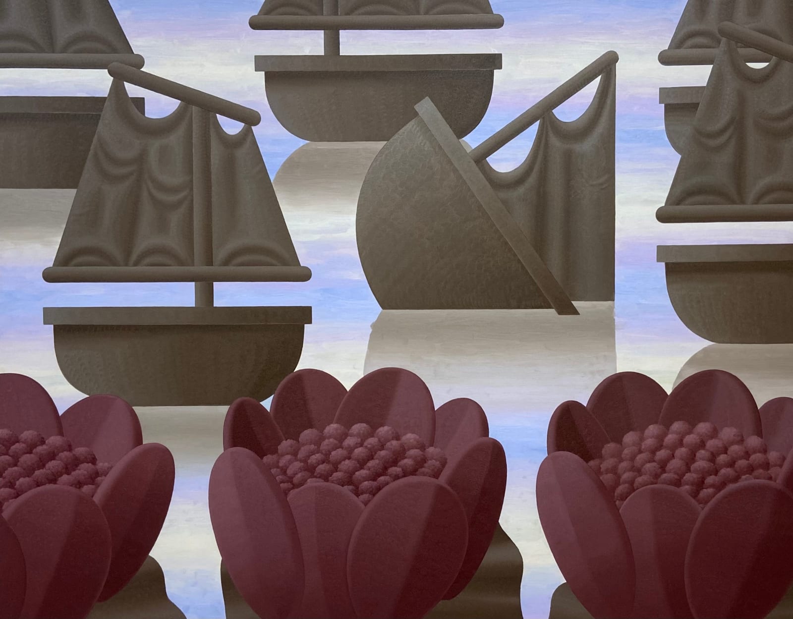 Laurens Legiers, Untitled ( Ships with red lilies ), 2023