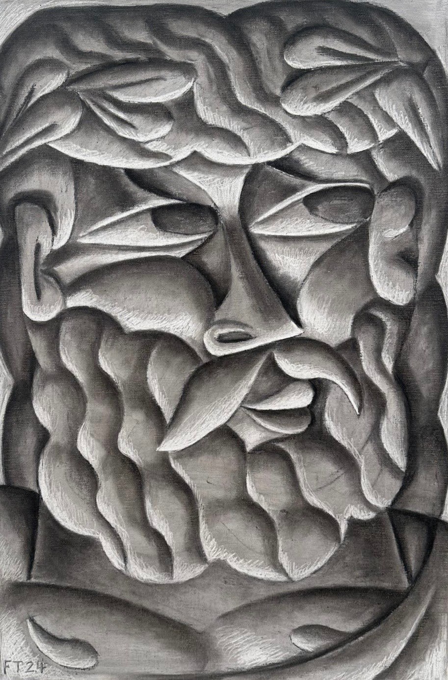 Florian Tomballe, Bearded man with laurel wreath, 2024