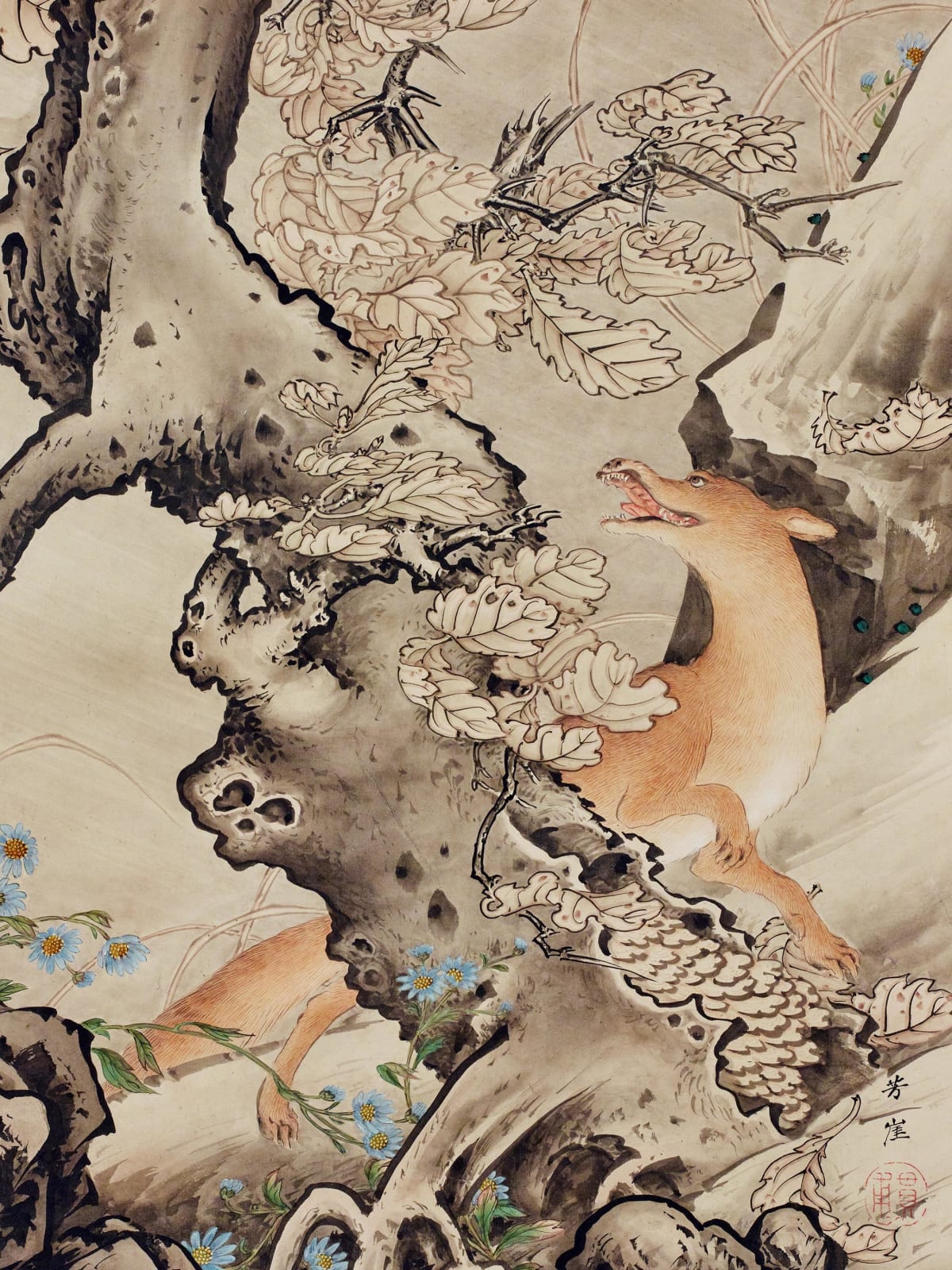 Kano Hōgai (1827–1888) , Hawk on Oak Tree