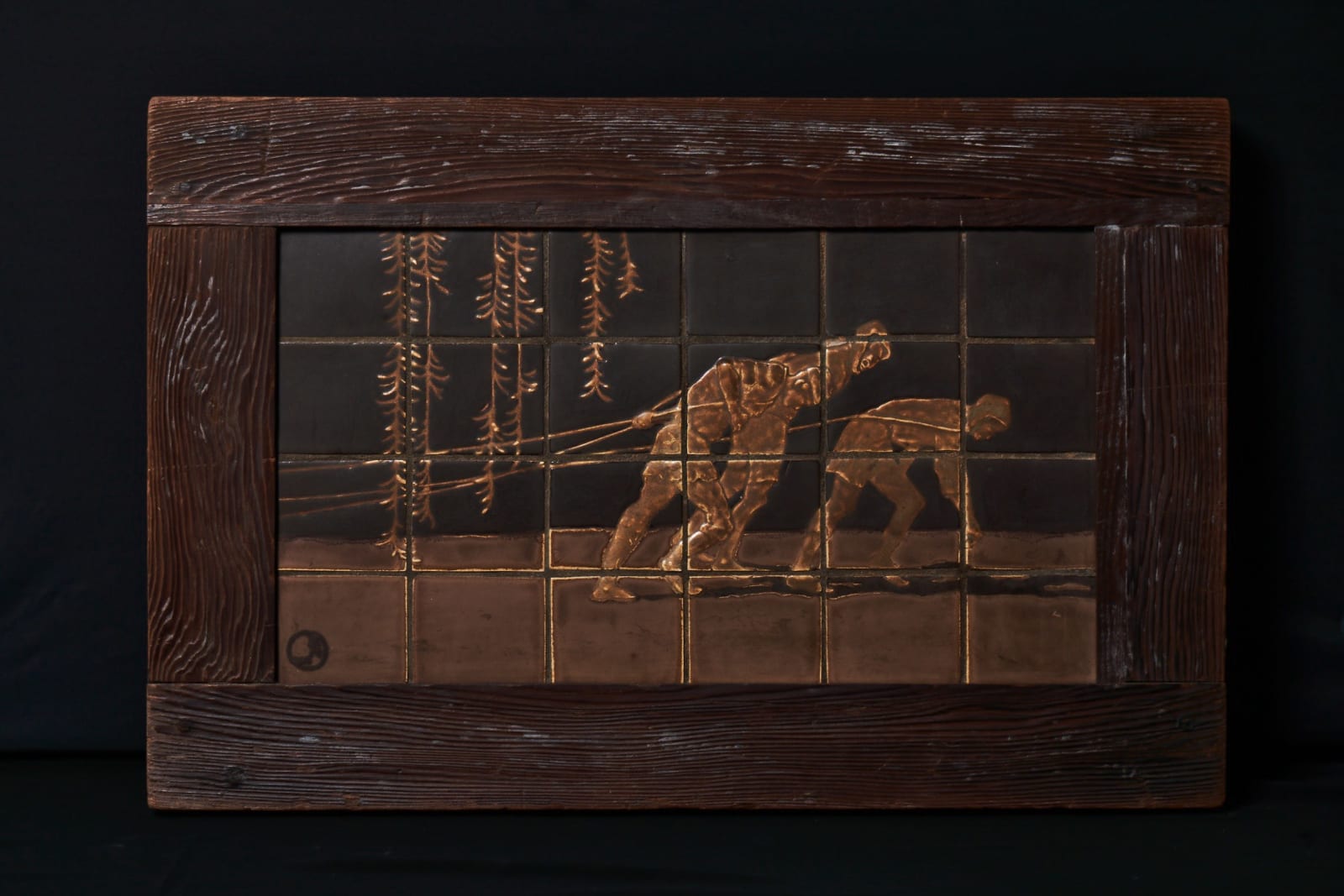 初代宮永東山 Miyanaga Tōzan I, Pulling a boat down the Takase River on ceramic tile