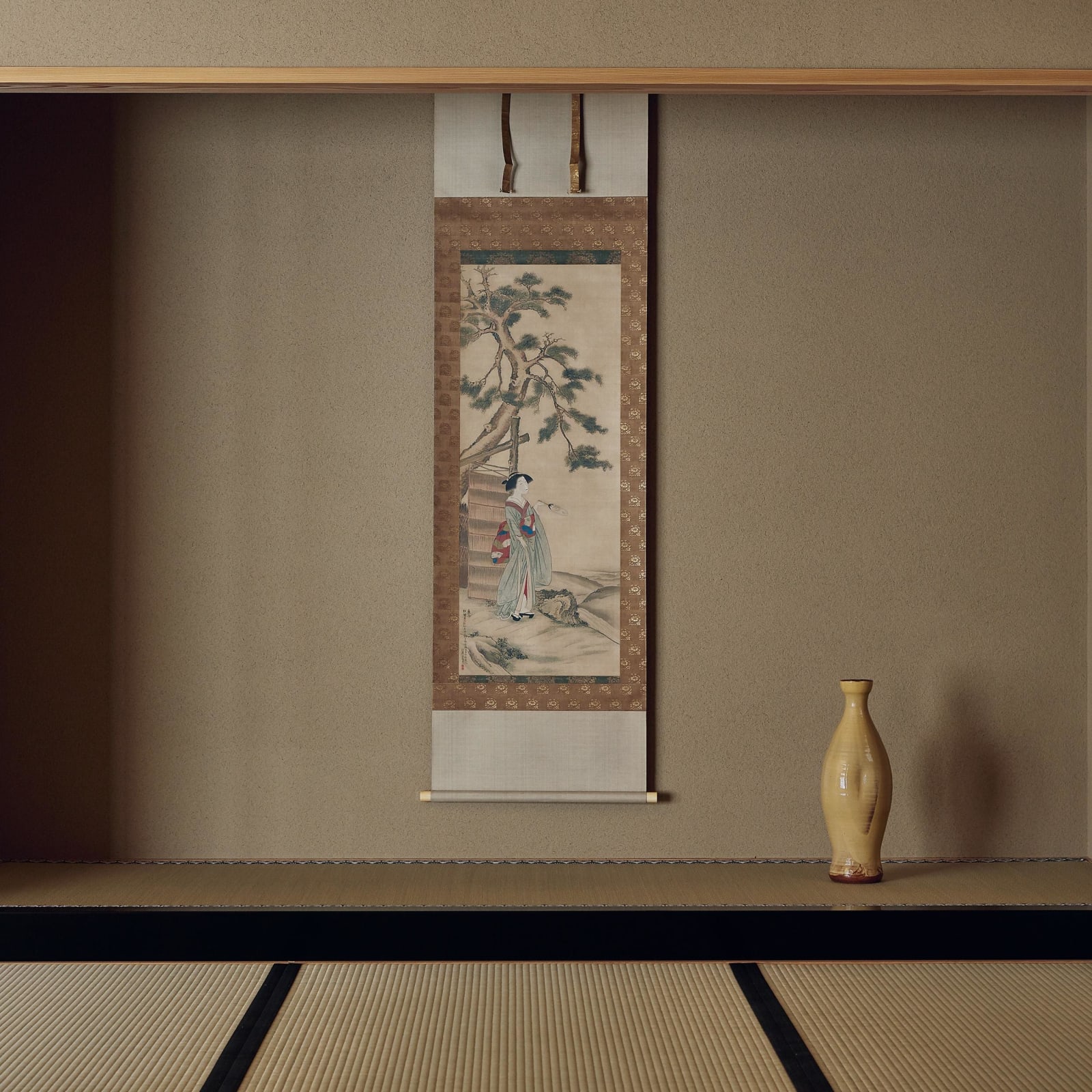 Shiba Kōkan (1747–1818) , Beauty under Pine Tree at a Brushwood Gate