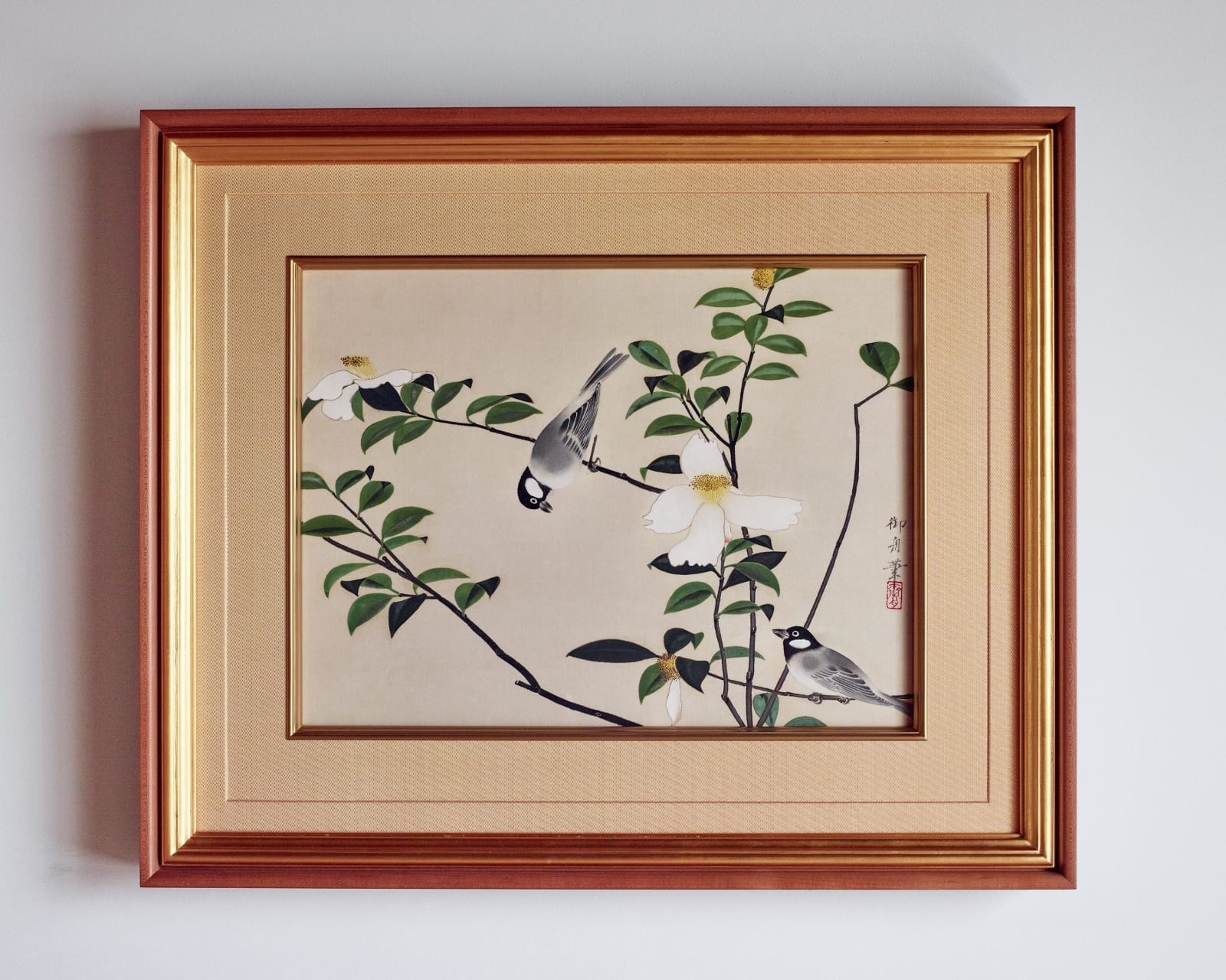 Hayami Gyoshū (1894–1935) , White Camellias and Chickadees