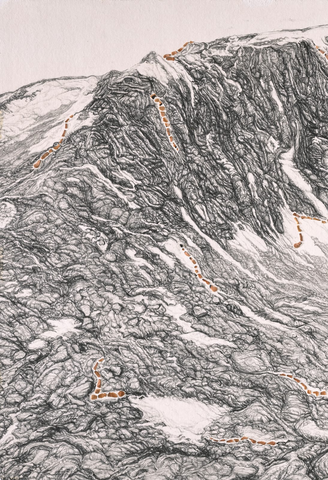 Shi Jin-Hua, Pen Walking #179 Seeing Compassion Lake Around Mount Kailash, 2021-2022