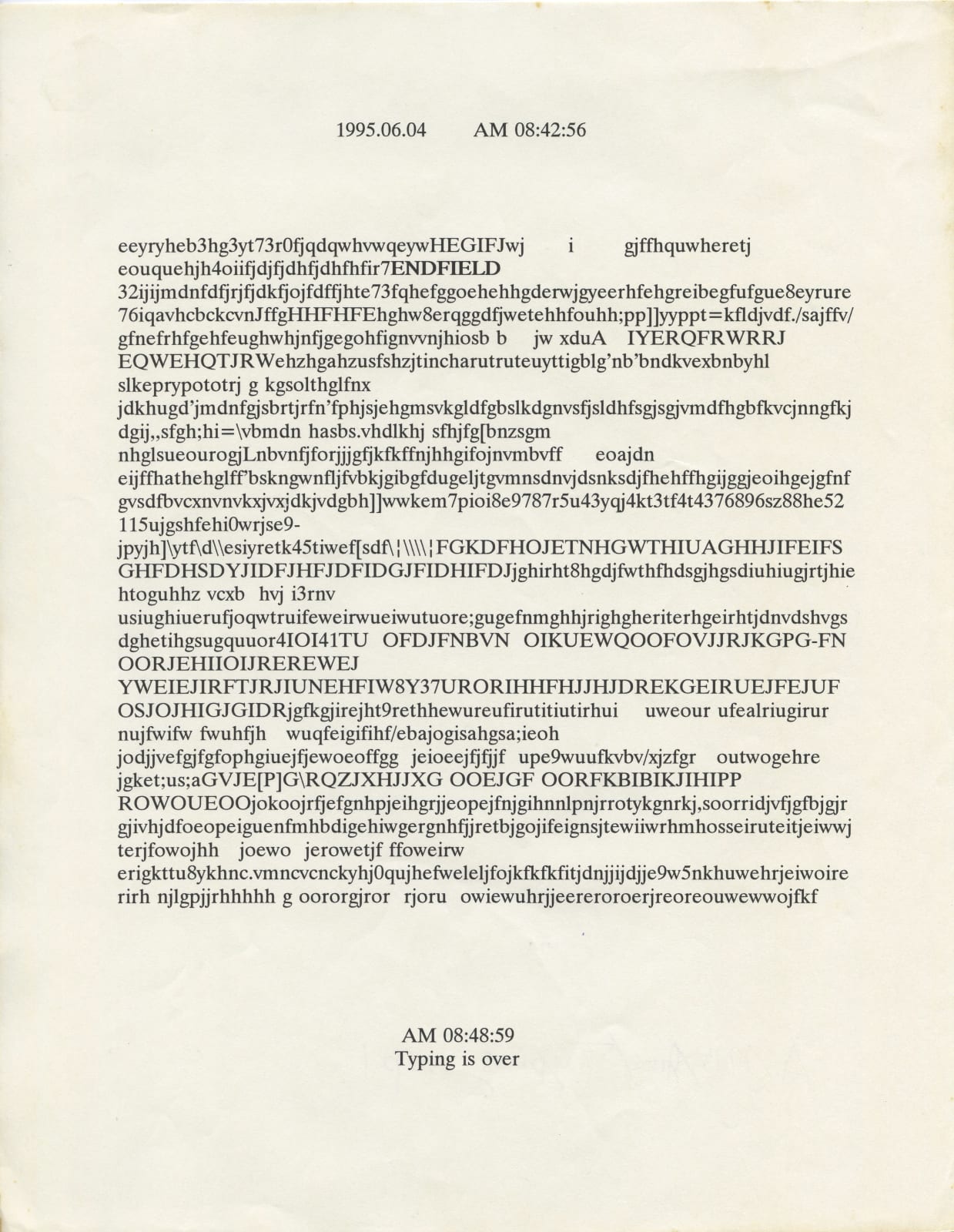 Shi Jin-Hua, Typing, 1996