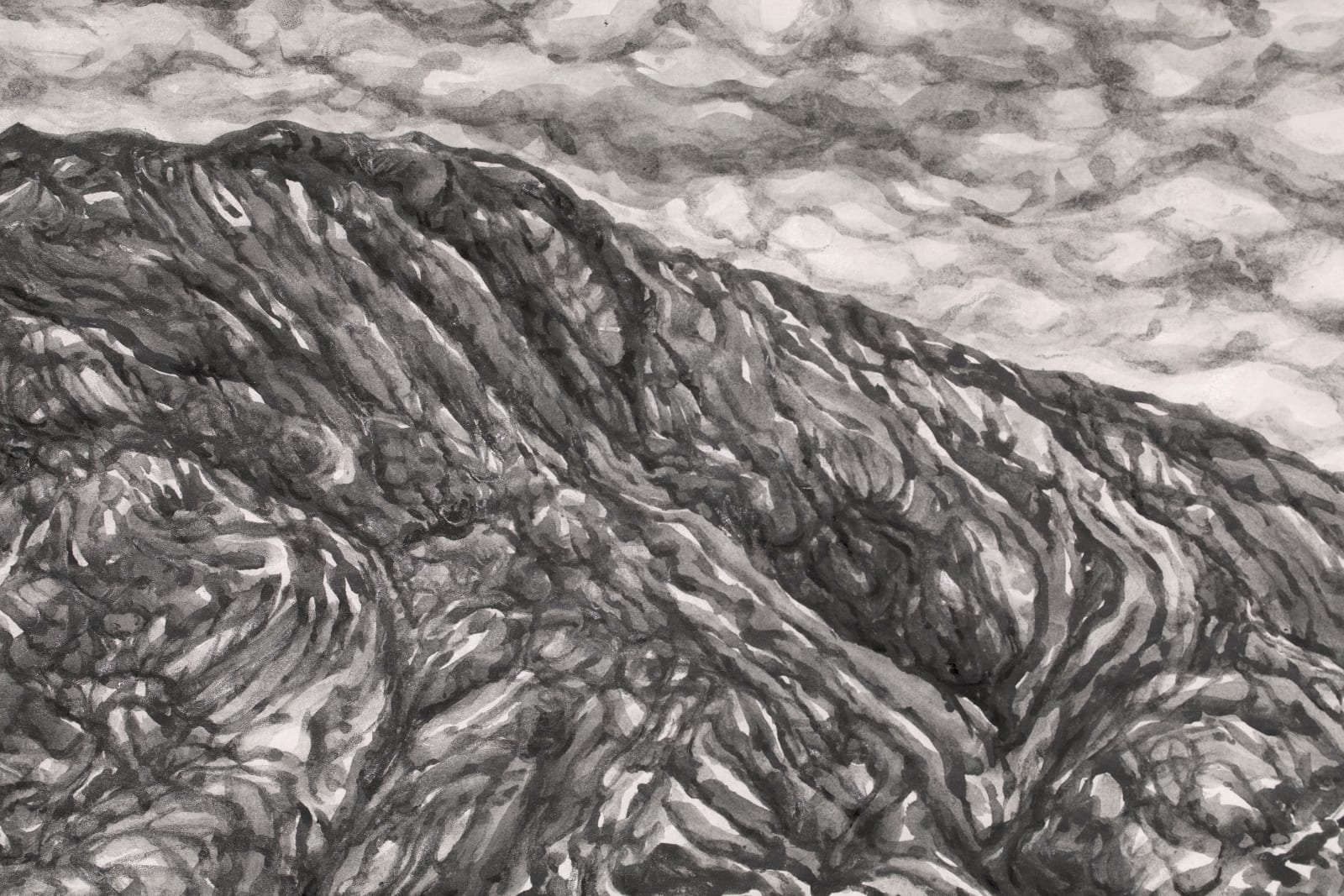 Shi Jin-Hua, Drawing the Central Mountain Range from in front of the Longzaiwei Tudigong Temple, Chishang, 2023-2024