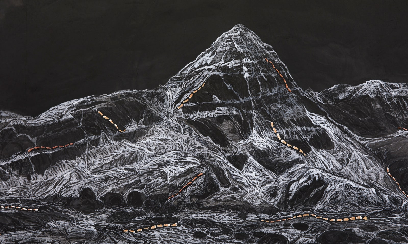 Shi Jin-Hua, Pen Walking #178 Moon above Mount Kailash at Dawn, 2019-2021