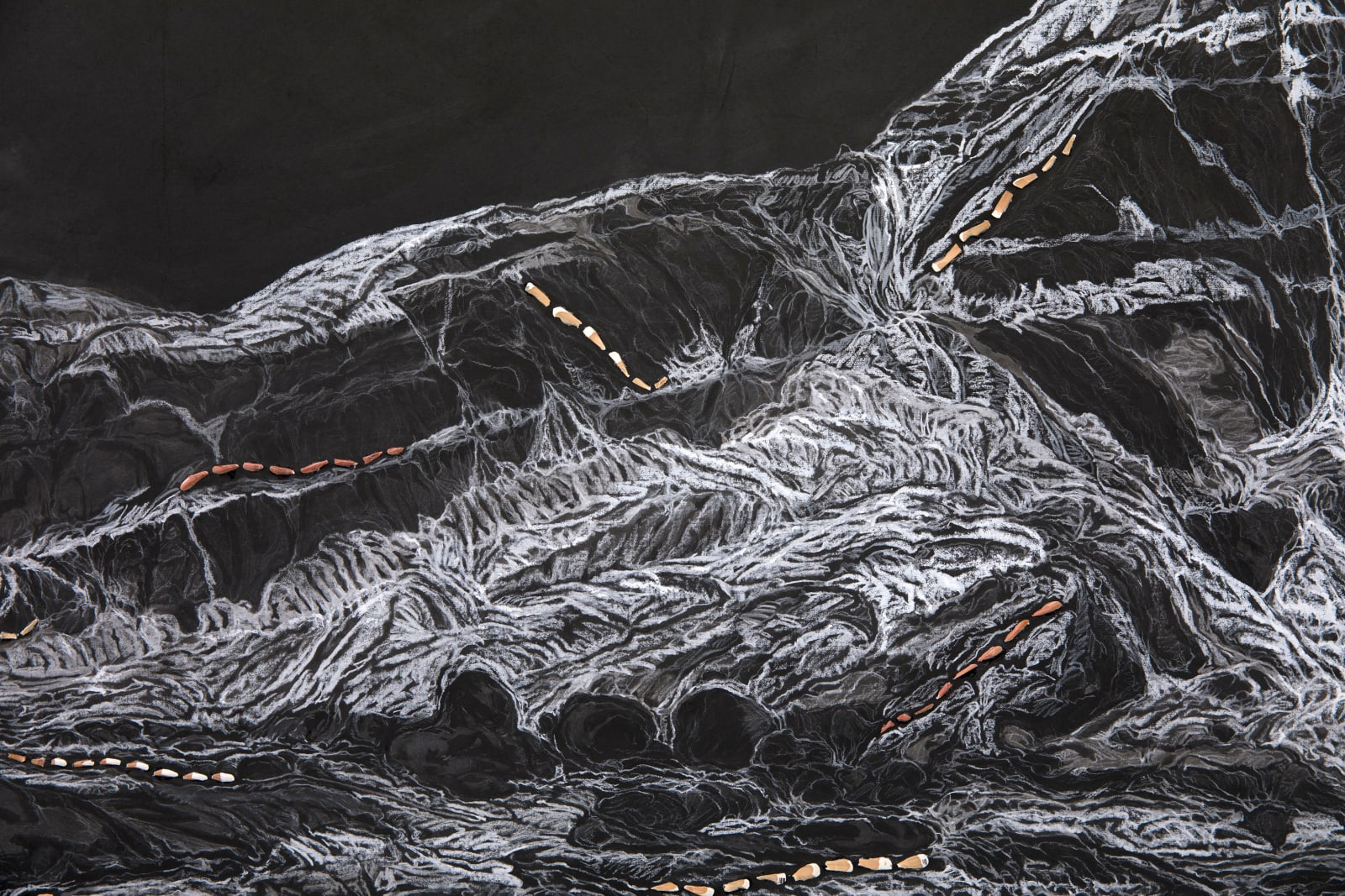 Shi Jin-Hua, Pen Walking #178 Moon above Mount Kailash at Dawn, 2019-2021
