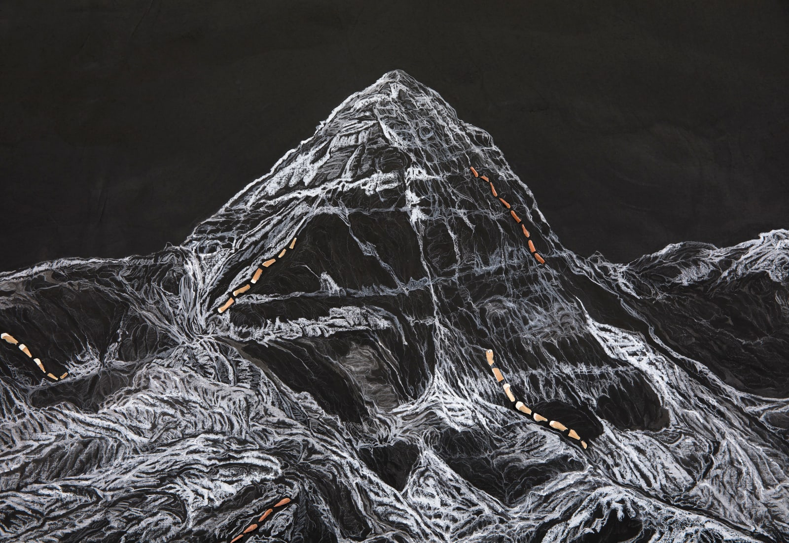 Shi Jin-Hua, Pen Walking #178 Moon above Mount Kailash at Dawn, 2019-2021