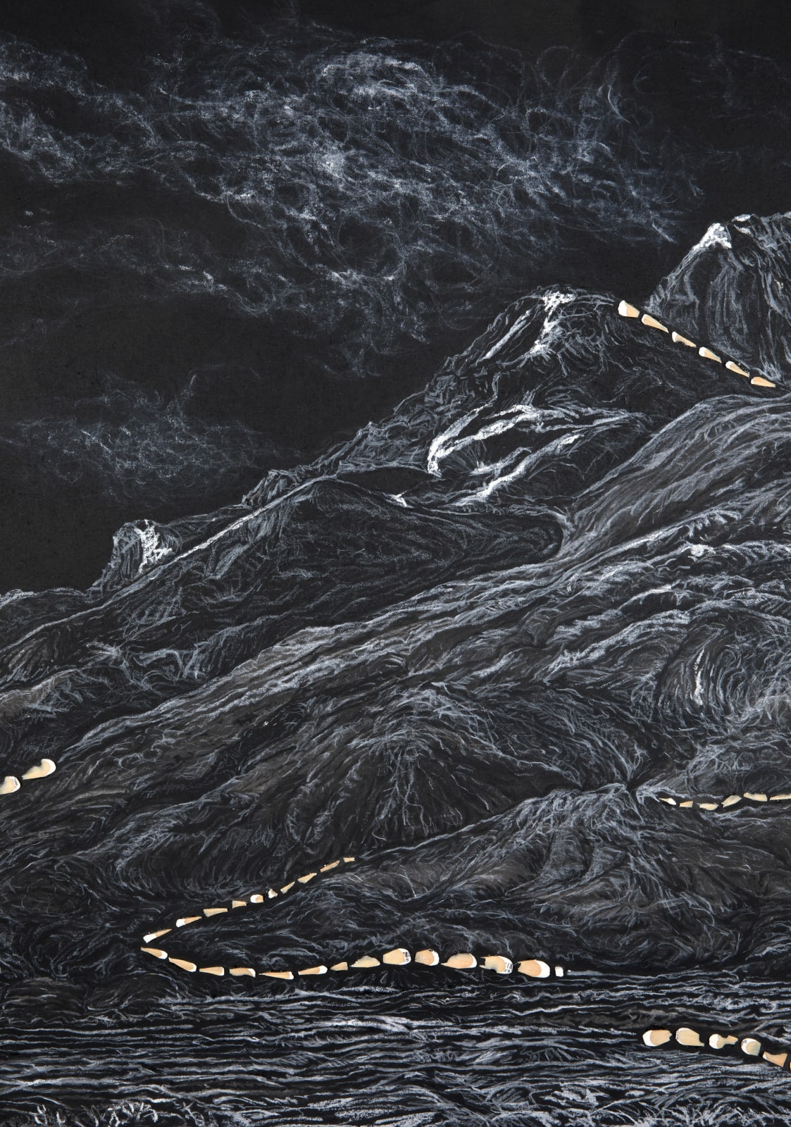 Shi Jin-Hua, Pen Walking #173 The Picture of Unclouded Moon and Blowing Snow, 2019-2020