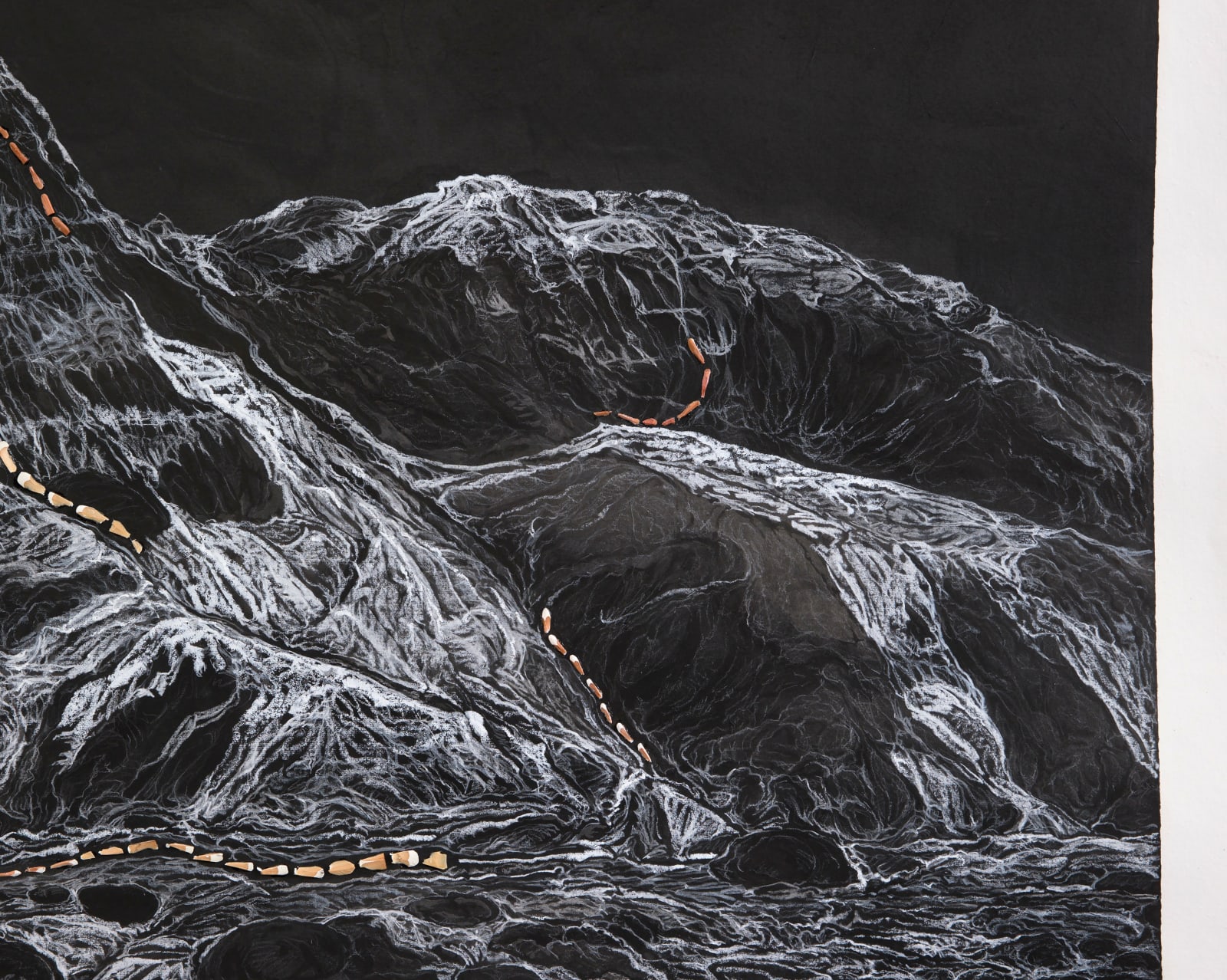 Shi Jin-Hua, Pen Walking #178 Moon above Mount Kailash at Dawn, 2019-2021