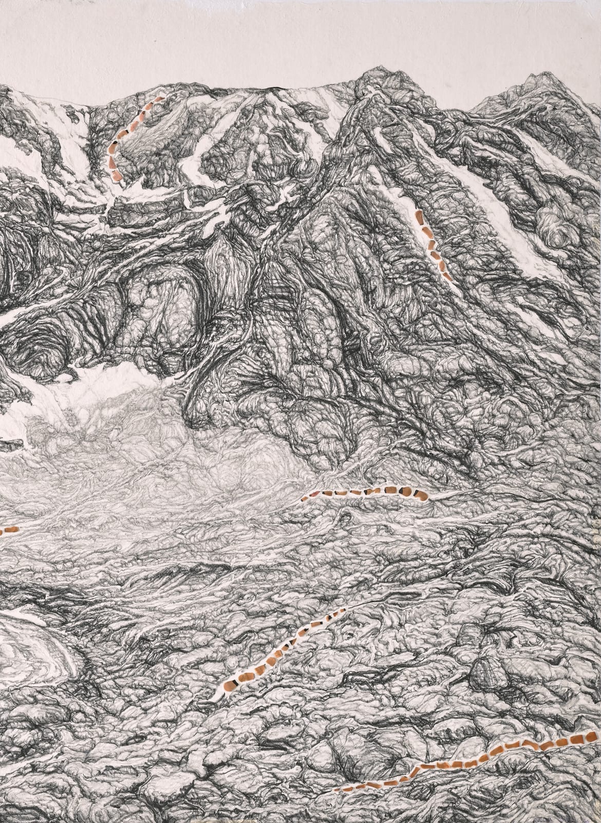 Shi Jin-Hua, Pen Walking #179 Seeing Compassion Lake Around Mount Kailash, 2021-2022