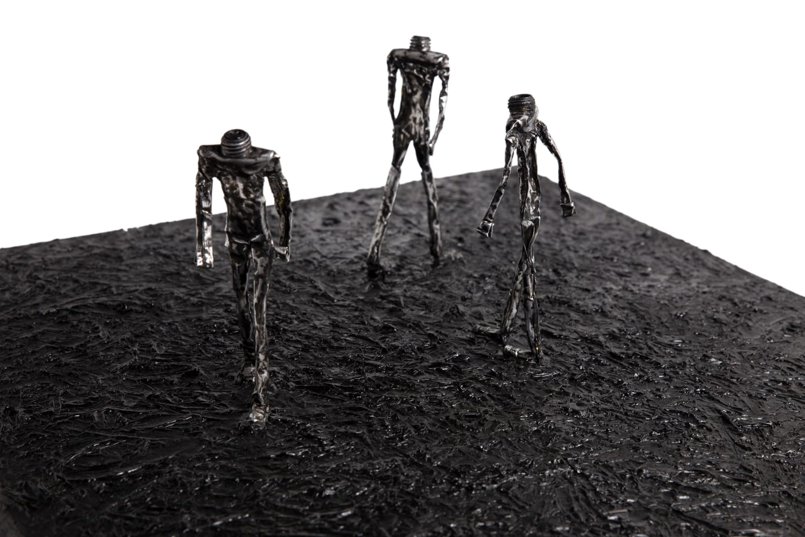 Shi Jin-Hua, Three Men Walking, Tribute to Alberto Giacometti - 2, 2016-2017