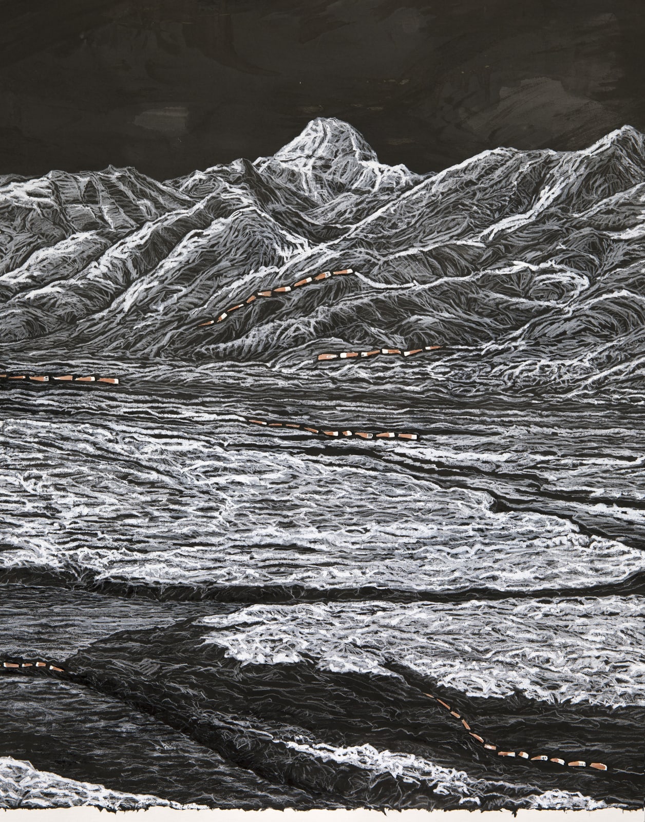 Shi Jin-Hua, Pen Walking #169 Moonlight over Mount Kailash, 2019