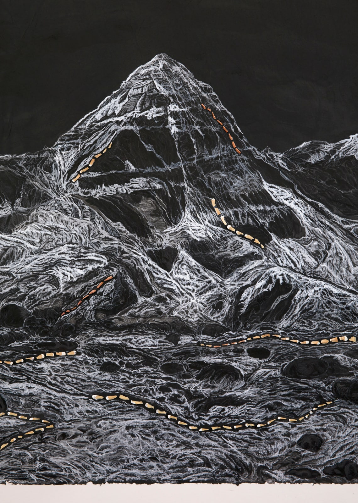 Shi Jin-Hua, Pen Walking #178 Moon above Mount Kailash at Dawn, 2019-2021