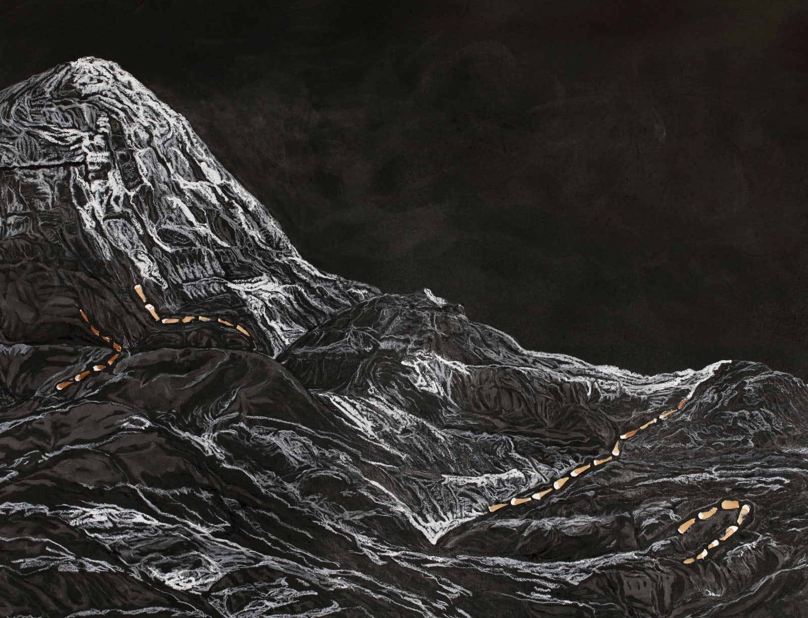 Shi Jin-Hua, Pen Walking #183 The Tranquil Peak and Serene Ridges, 2022