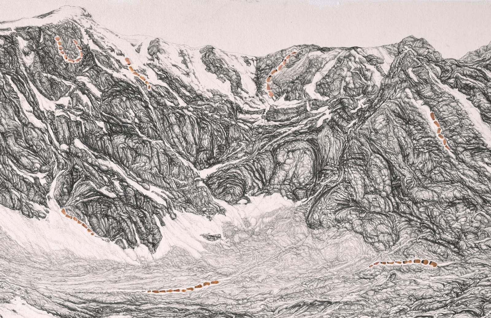 Shi Jin-Hua, Pen Walking #179 Seeing Compassion Lake Around Mount Kailash, 2021-2022