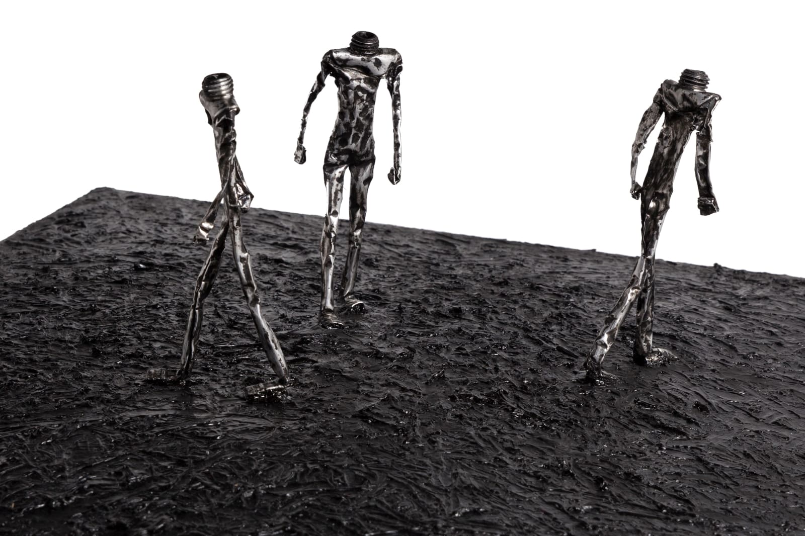Shi Jin-Hua, Three Men Walking, Tribute to Alberto Giacometti - 2, 2016-2017