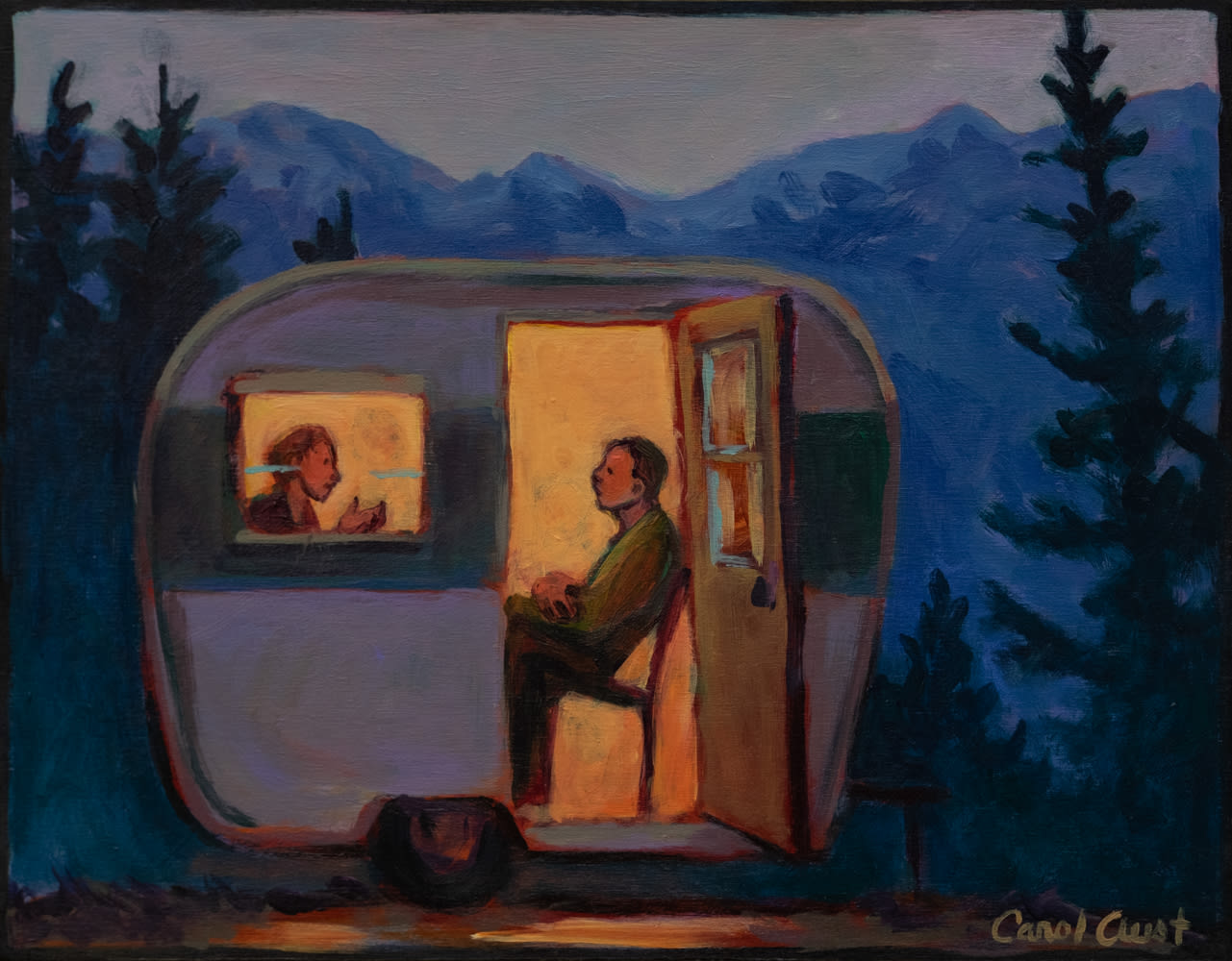 Carol Aust, Trailer with Mountains, 2021
