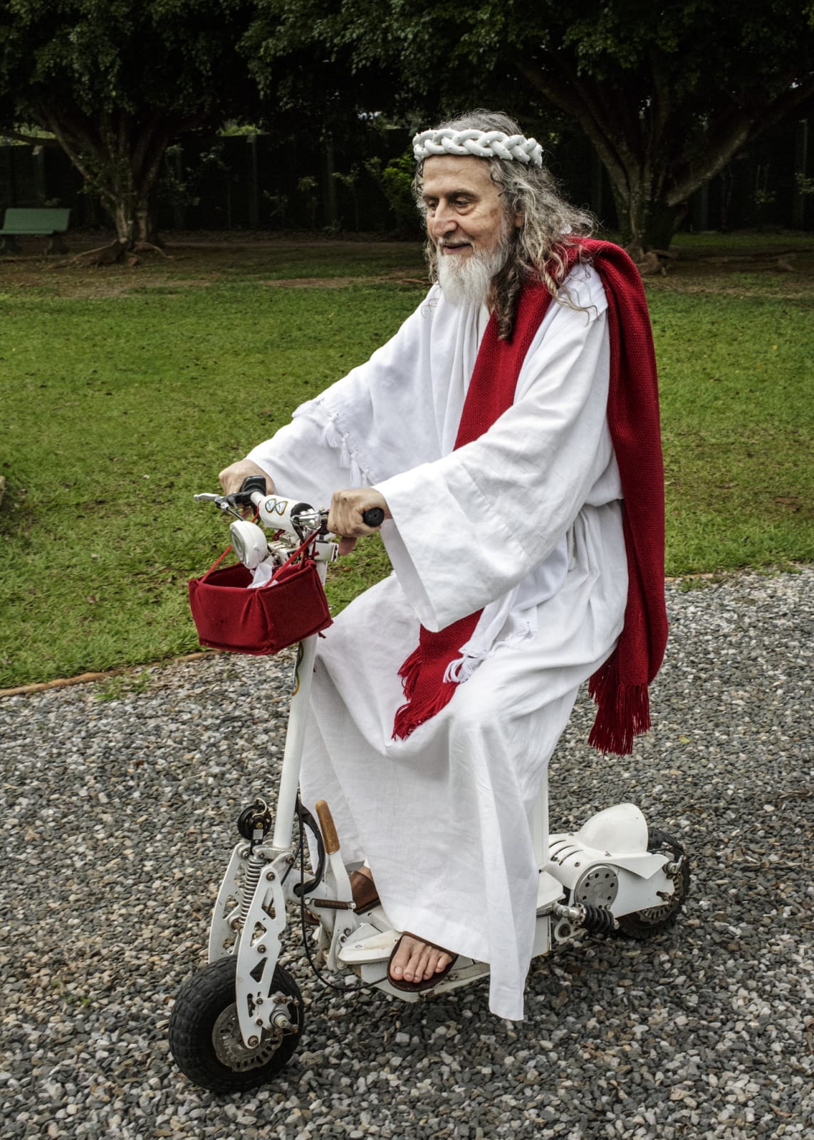 Jonas Bendiksen, INRI Cristo on electrical bike, Brazil, 2014