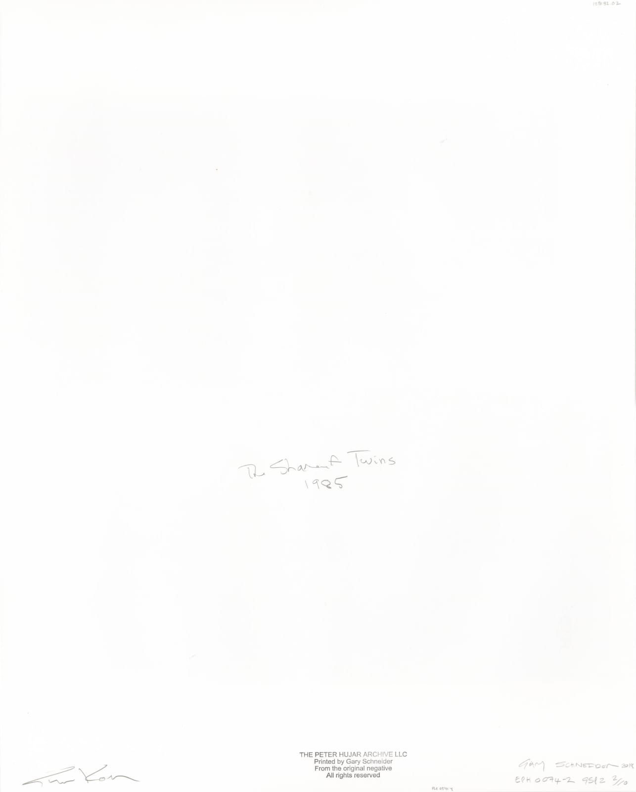 Peter Hujar, Zachy and Gamal Sherif (Twins) [also reproduced as Shareef Twins], 1985 / Printed 2018 by Gary Schneider