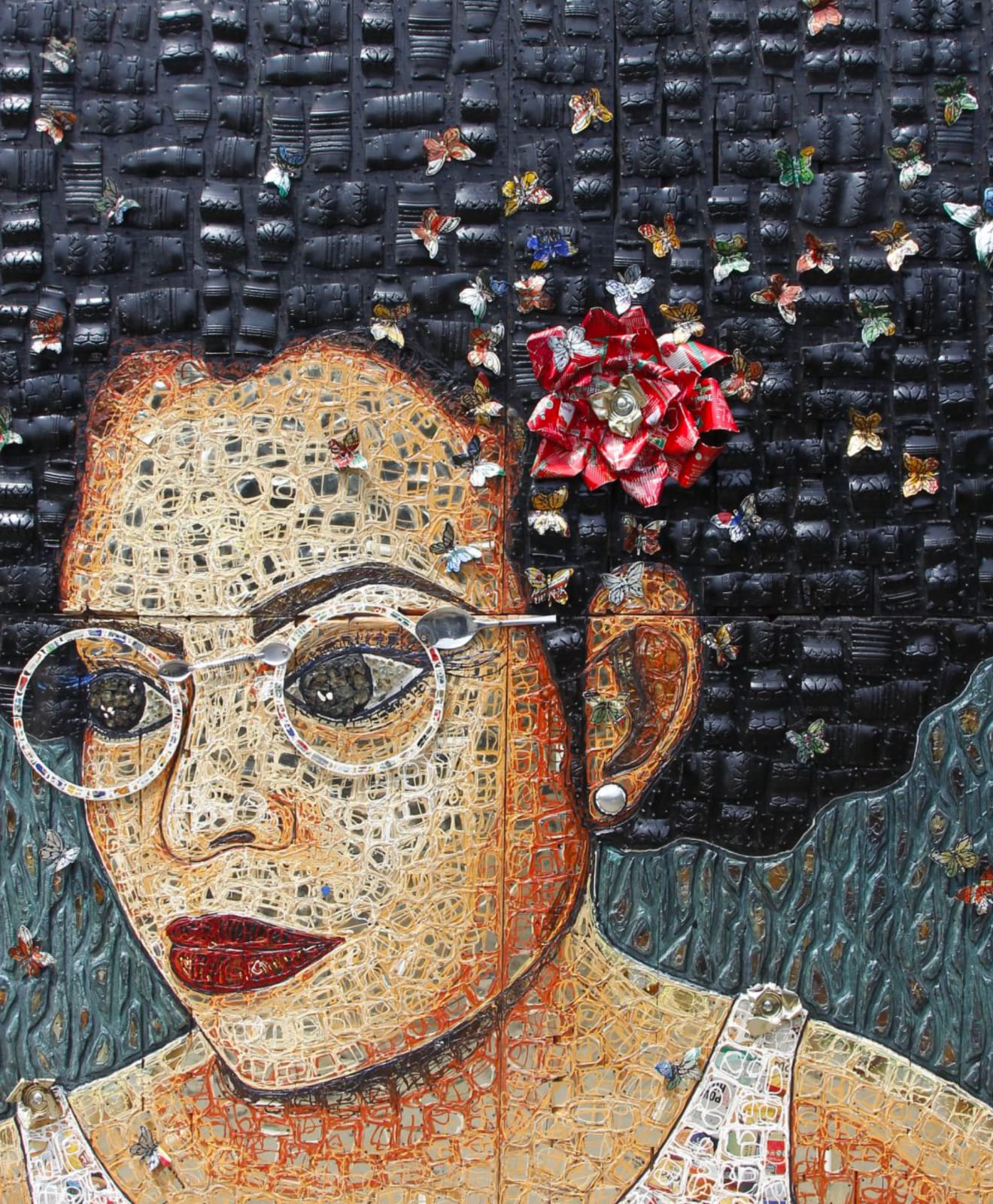 Samson Akinnire, Rose and Butterflies, 2019