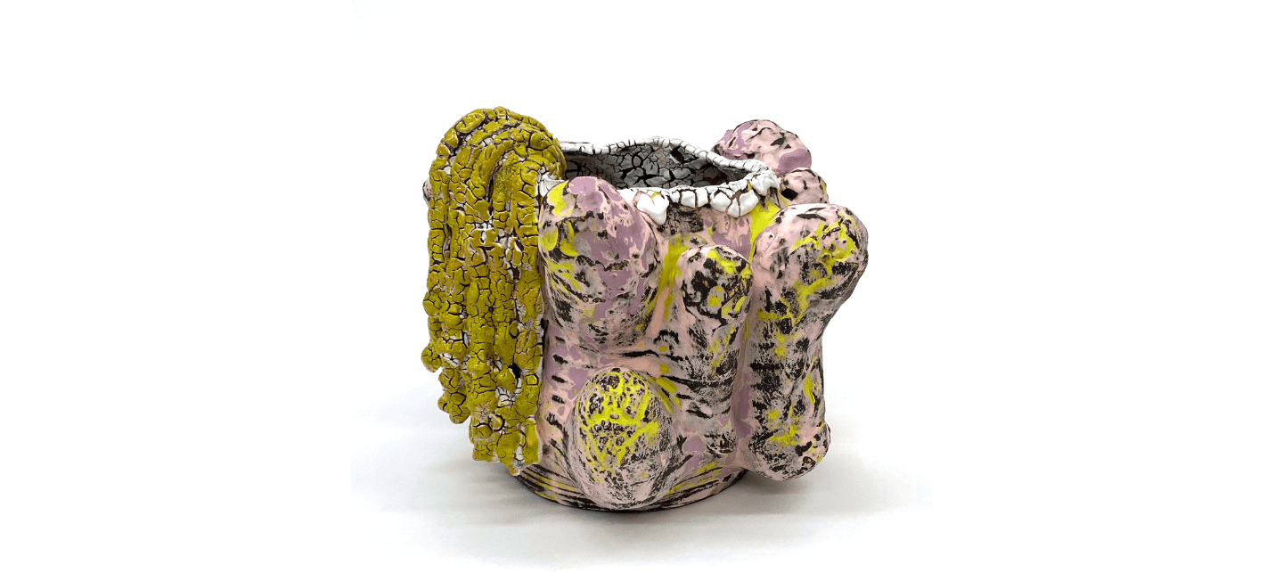 Vince Palacios, Abraded Pink and Yellow Vessel, 2021
