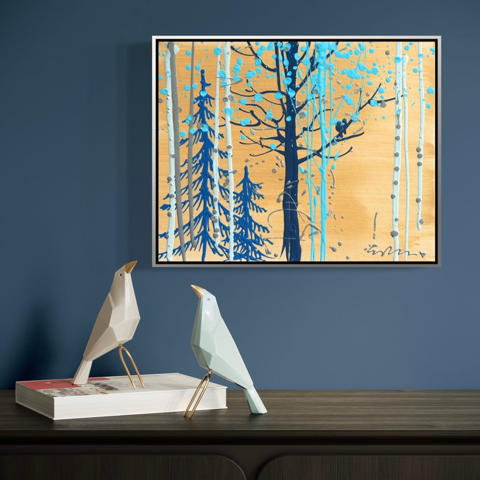 Simon Bull, Blue Birds and Gold, 2025