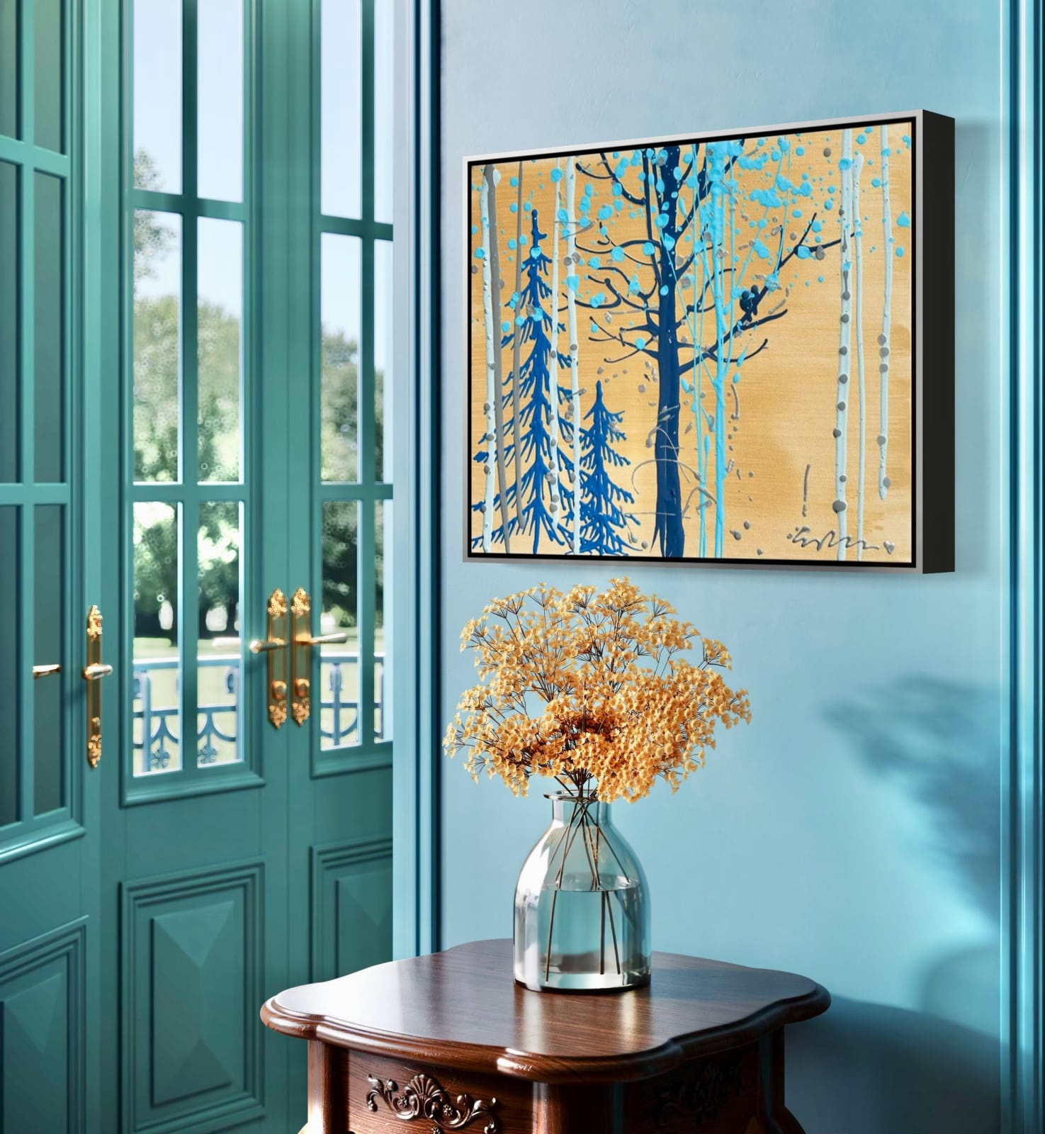 Simon Bull, Blue Birds and Gold, 2025