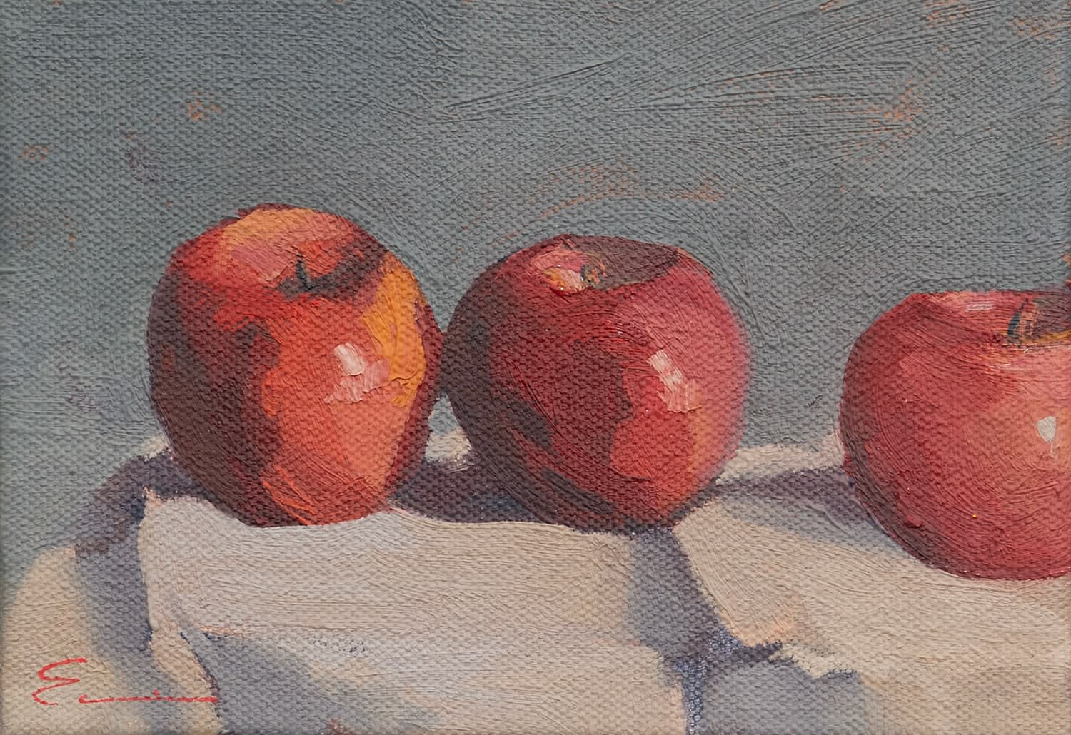 Erin Lee Gafill, Apples On A White Cloth, 2025
