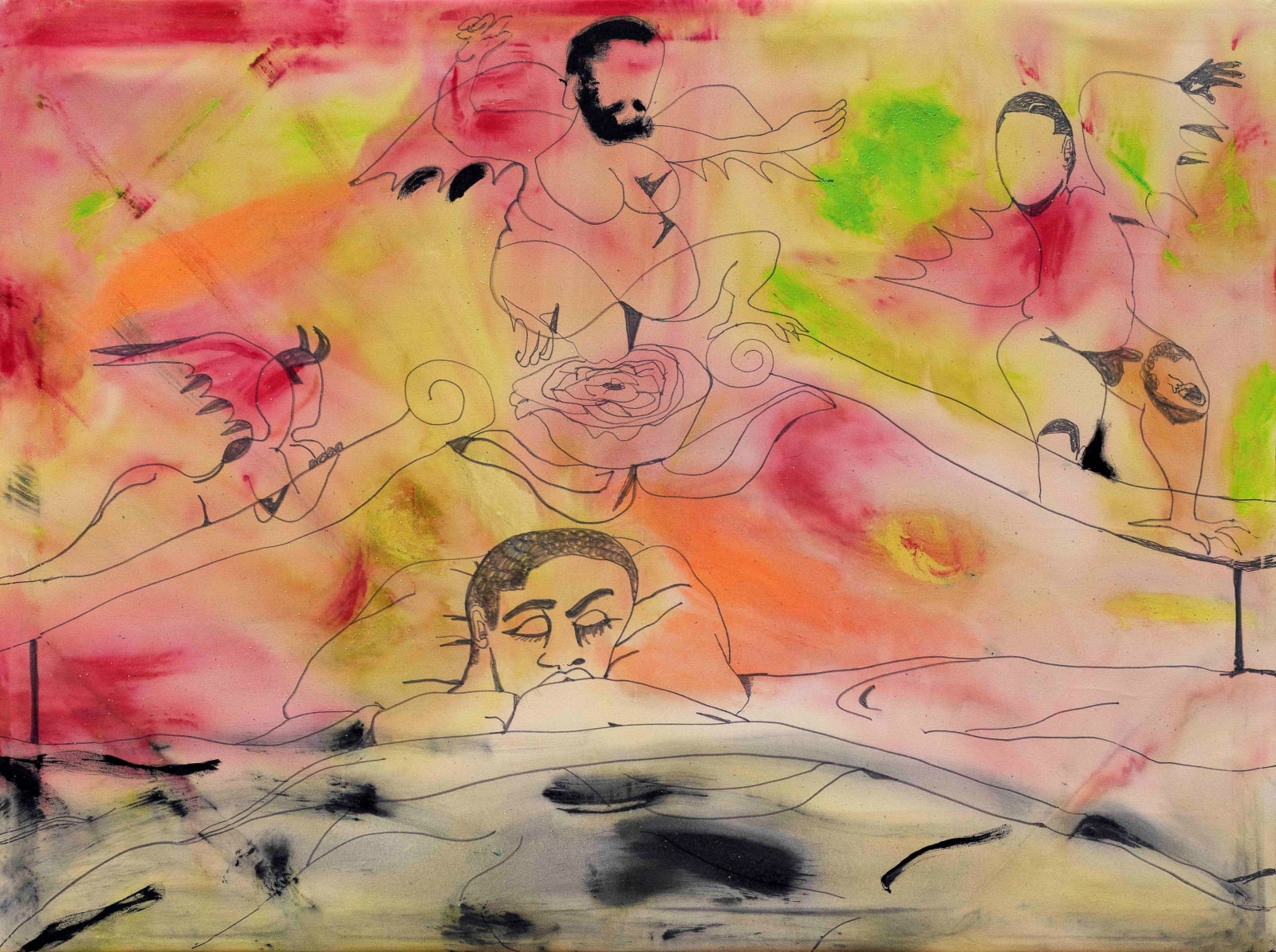 Jonathan Lyndon Chase, Demons Dancing in Headboard ｜ 在床头柜上跳舞的恶魔, 2022