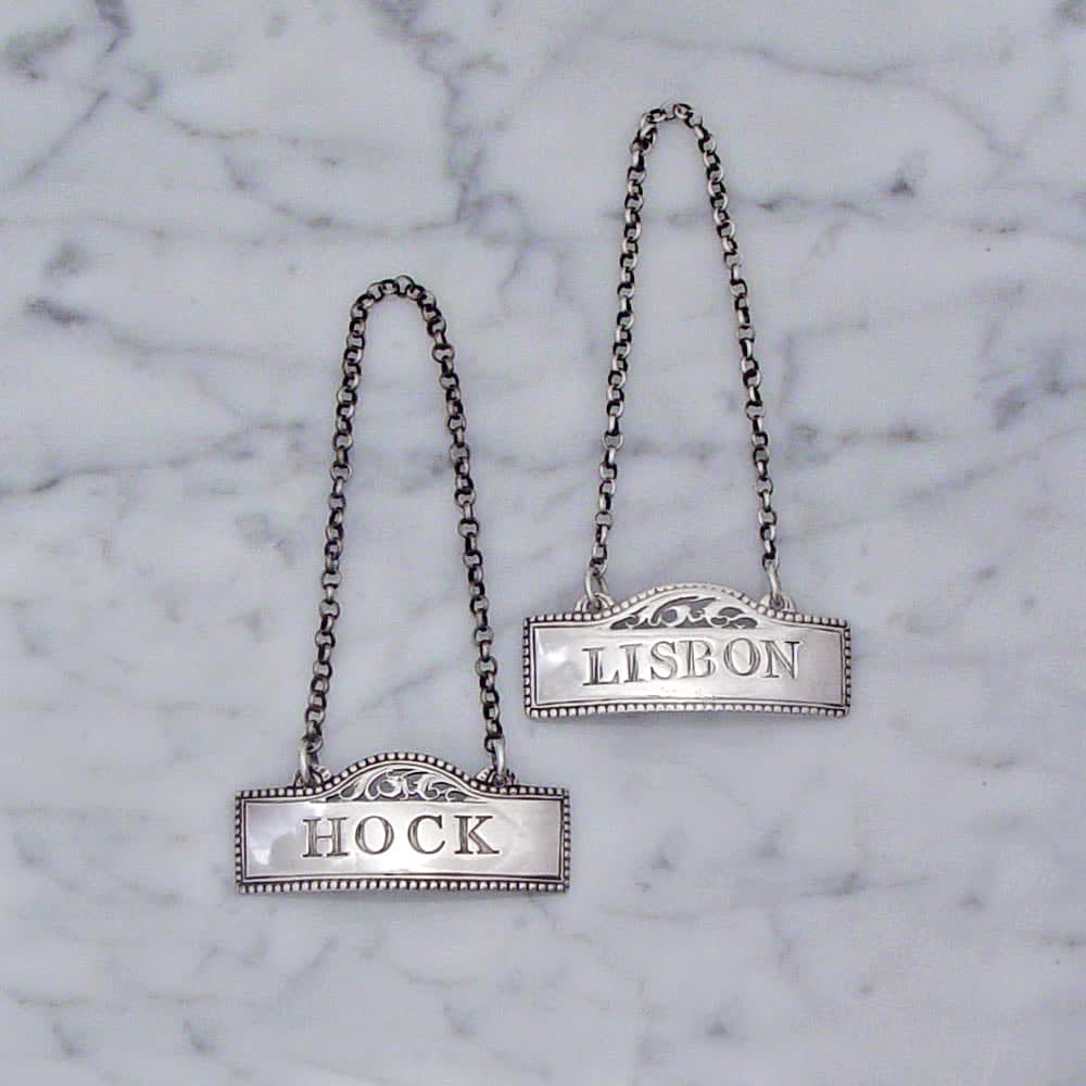 Hester Bateman, A Pair of George III Antique English Silver Wine Labels, c. 1780