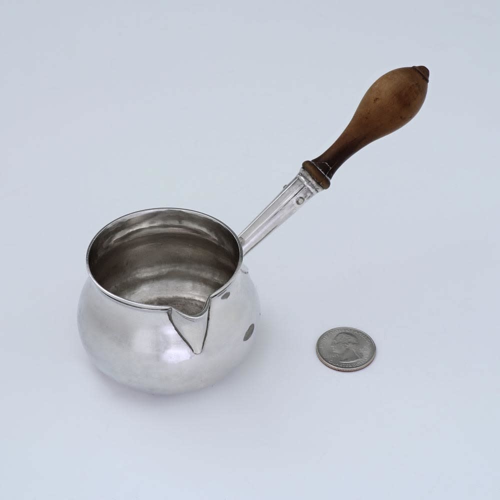George Greenhill Jones, A Small George I Antique English Silver Brandy Warmer, 1725