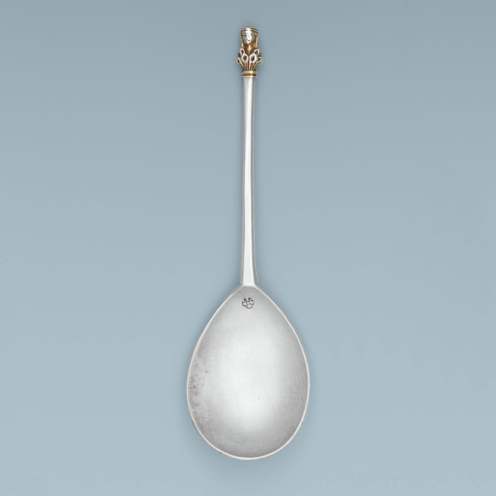 A Provincial Antique English Silver Maiden Head Spoon, 1520