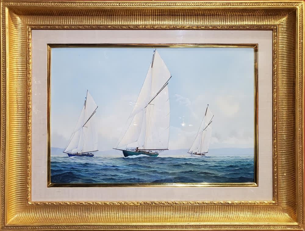A Watercolor of Sir Thomas Lipton’s Shamrock in the America’s Cup