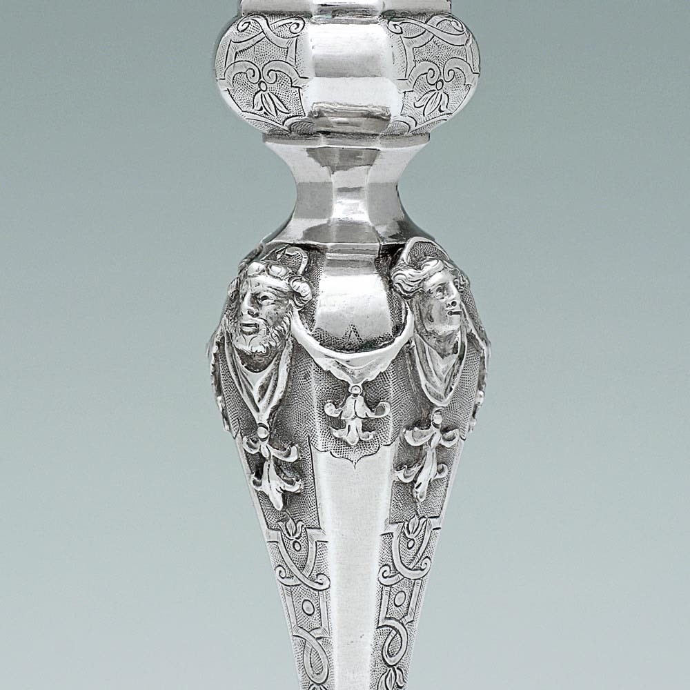 A Pair of 18th Century Antique Royal German Silver Candlesticks, c. 1725